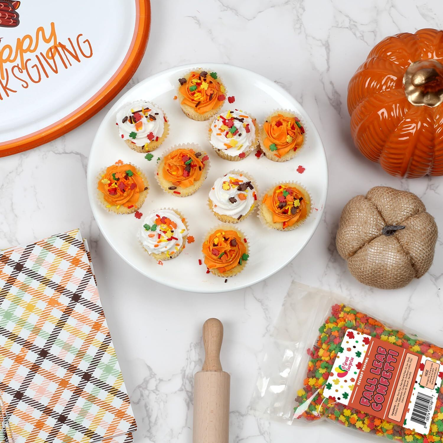 Fall Sprinkles - 10 Oz - Fall Leaf Sprinkles For Baking - Autumn Cupcake Leaf Sprinkles - Thanksgiving Sprinkles For Cupcakes, Cookies, Cake Decorating - Bulk Fall Candy Sprinkles