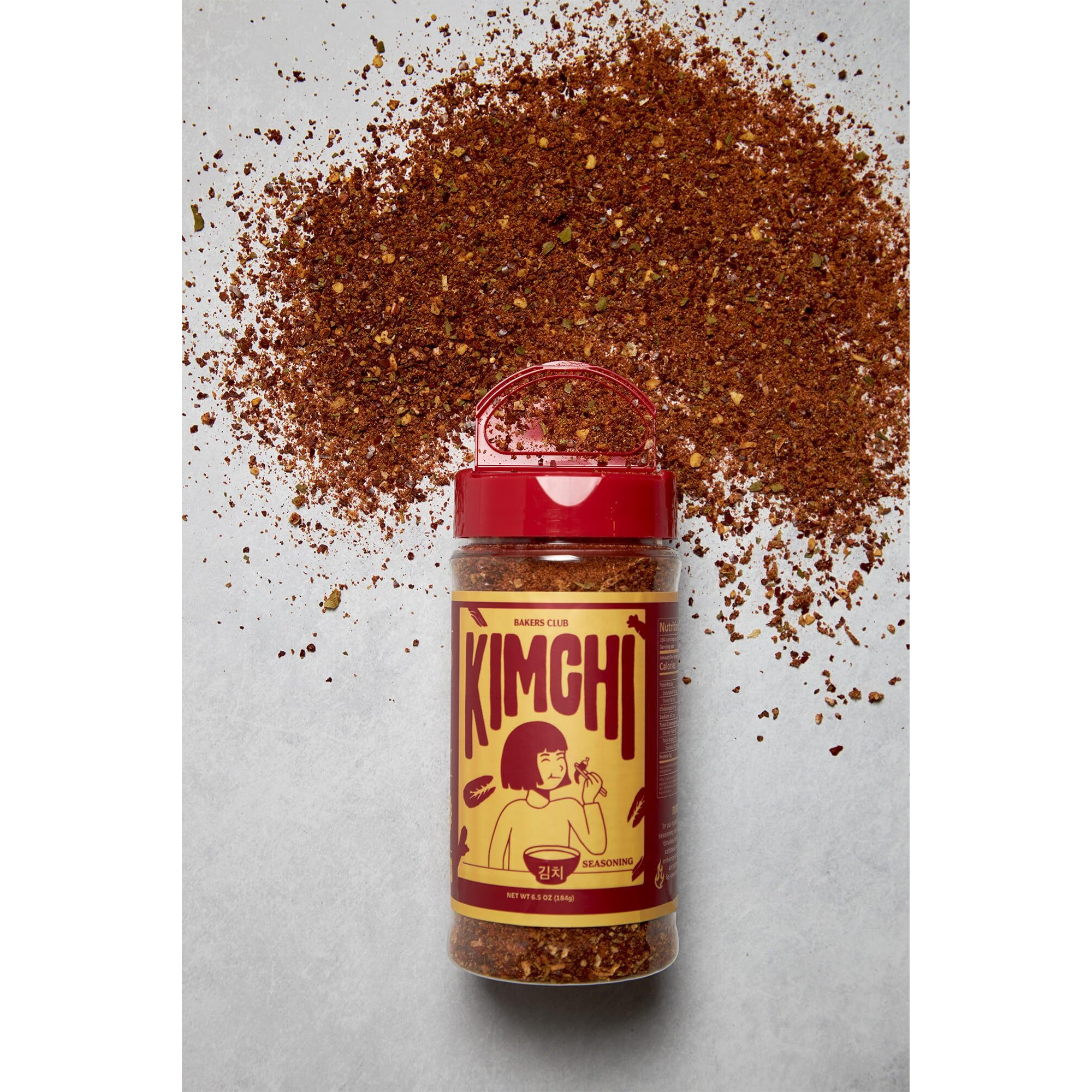 Bakers Club 6.5Oz Korean Kimchi Seasoning Powder - Fried Rice, Stir Fry, Popcorn, Ramen Soup, Barbecue Dry Rub For Meats, Pork, Fish, Shrimp & Vegetables - Spicy, Fiery And Tangy Authentic Spice Blend Made With Gochugaru Peppers And Garlic