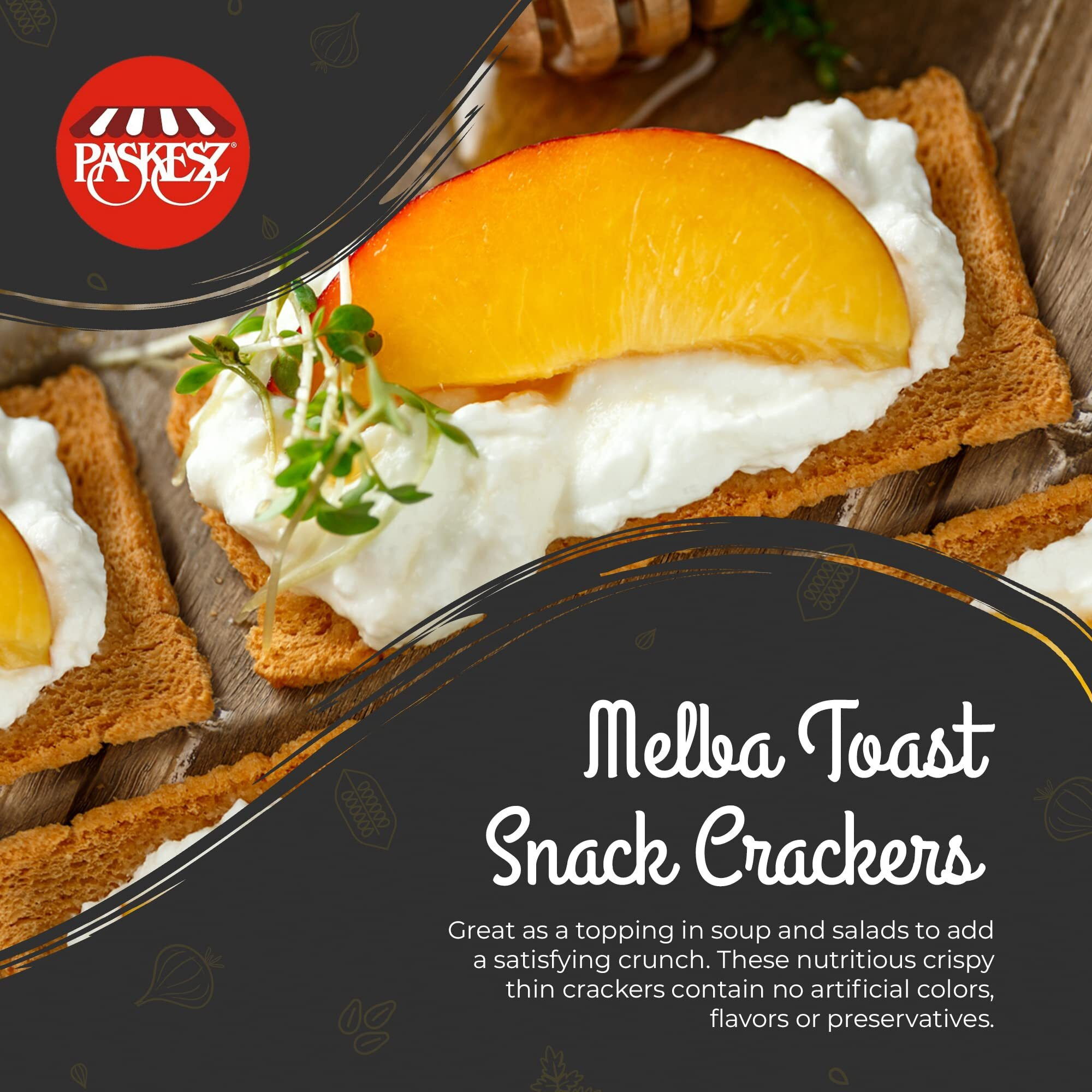 Only Kosher Candy Melba Toast Classic Sesame Kosher Parve With No Artificial Flavor, Fresh Natural Ingredients, Kosher Certified Delicious Snack Crackers (Pack Of 3)