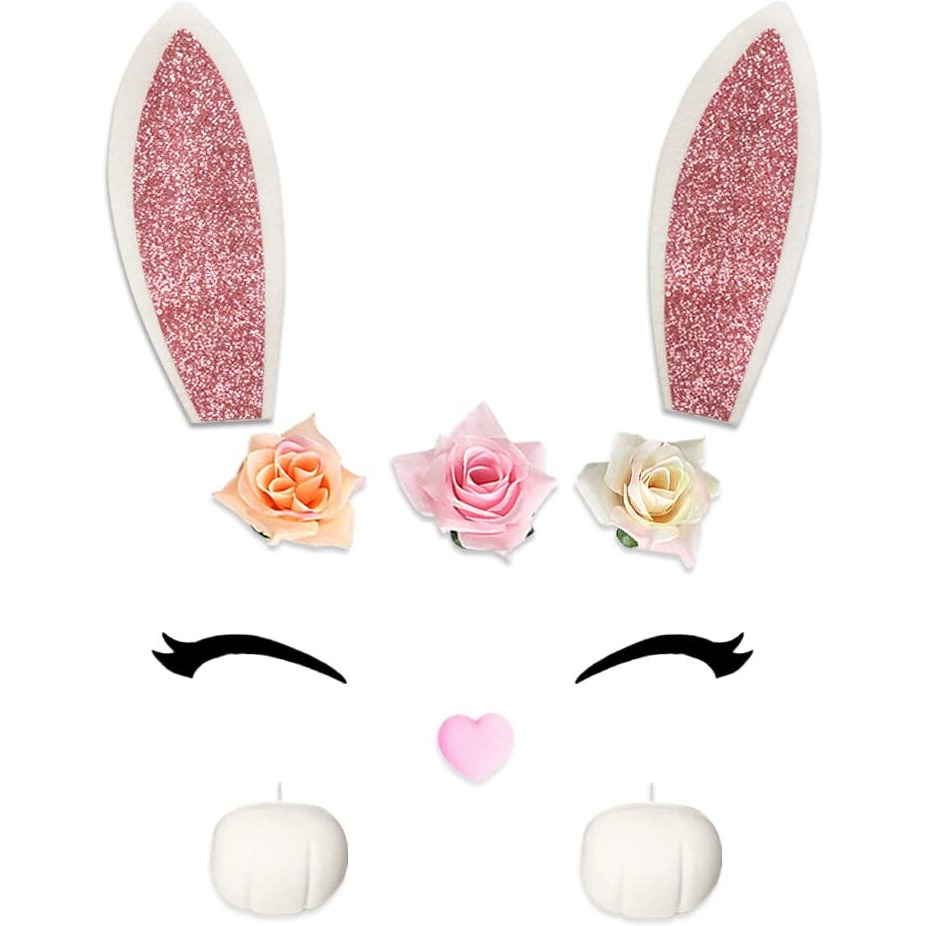 Bunny Cake Topper With Ear Foot Flowers Eye Nose For Bunny Rabbit Baby Shower And Easter