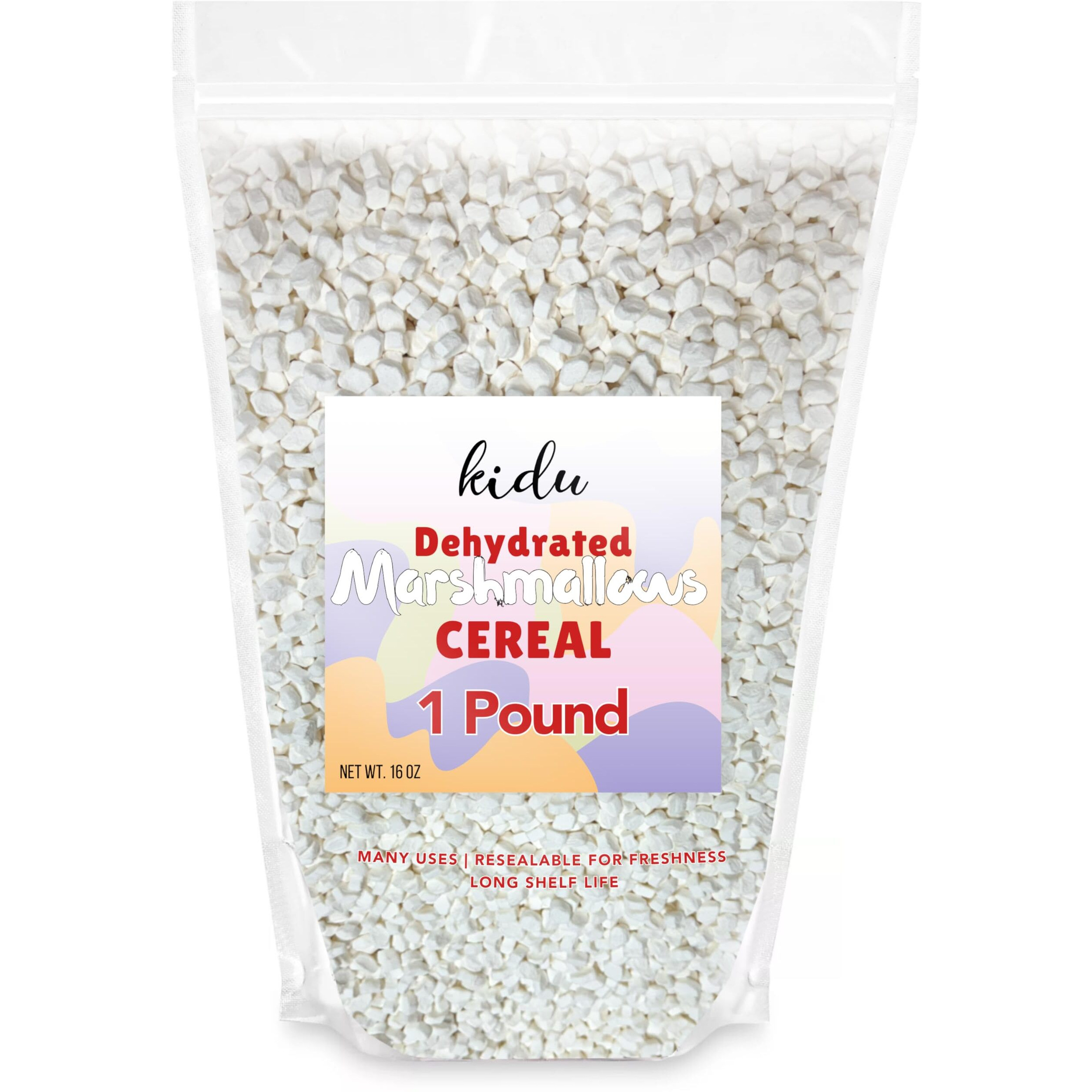 Dehydrated Marshmallow Bits 1 Pound Resealable Bulk Bag Cereal White Assorted Shapes, Perfect For Easter, Saint Patrick's Day Celebration
