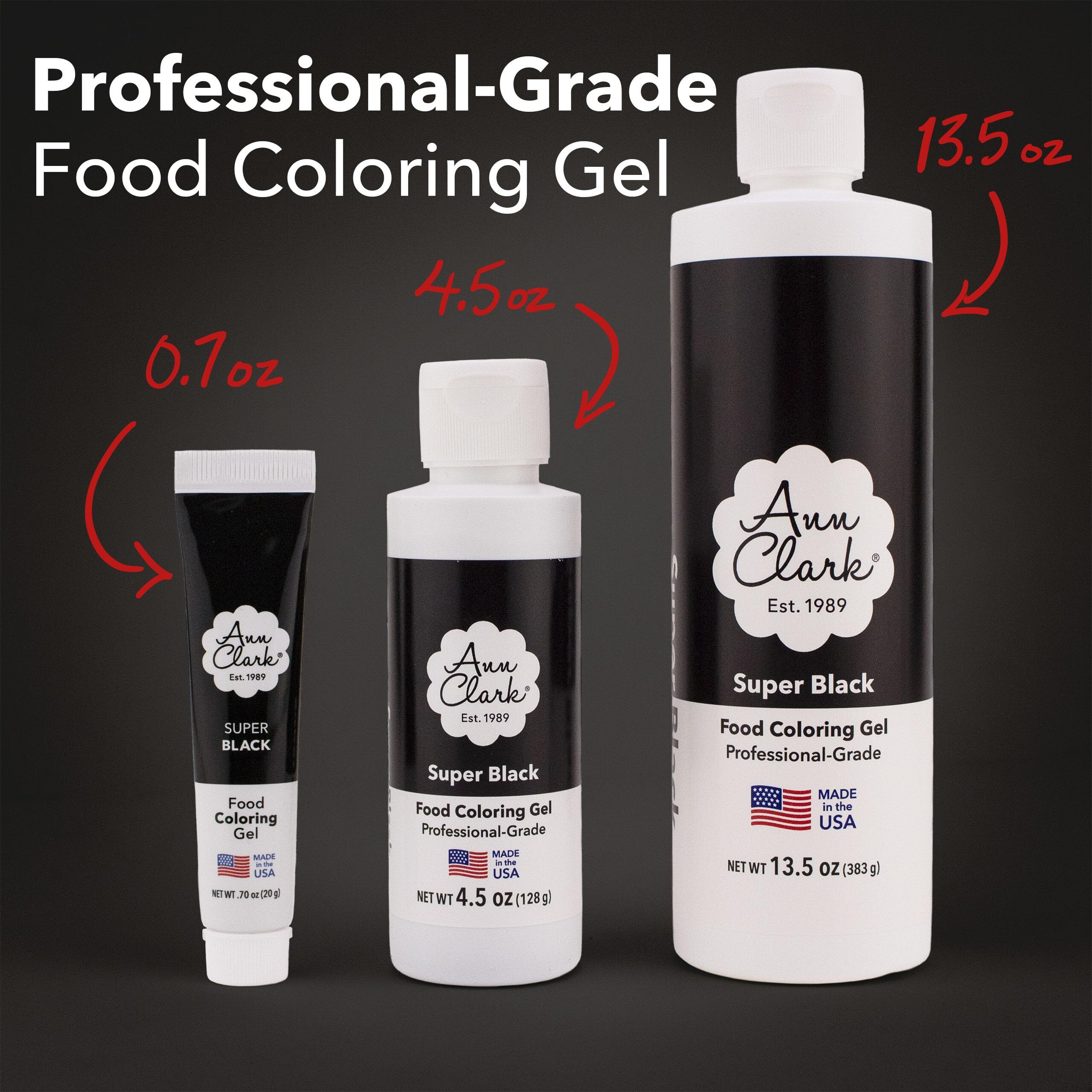 Ann Clark Super Black Food Coloring Gel Large 4.5 Oz Professional Grade Made In Usa