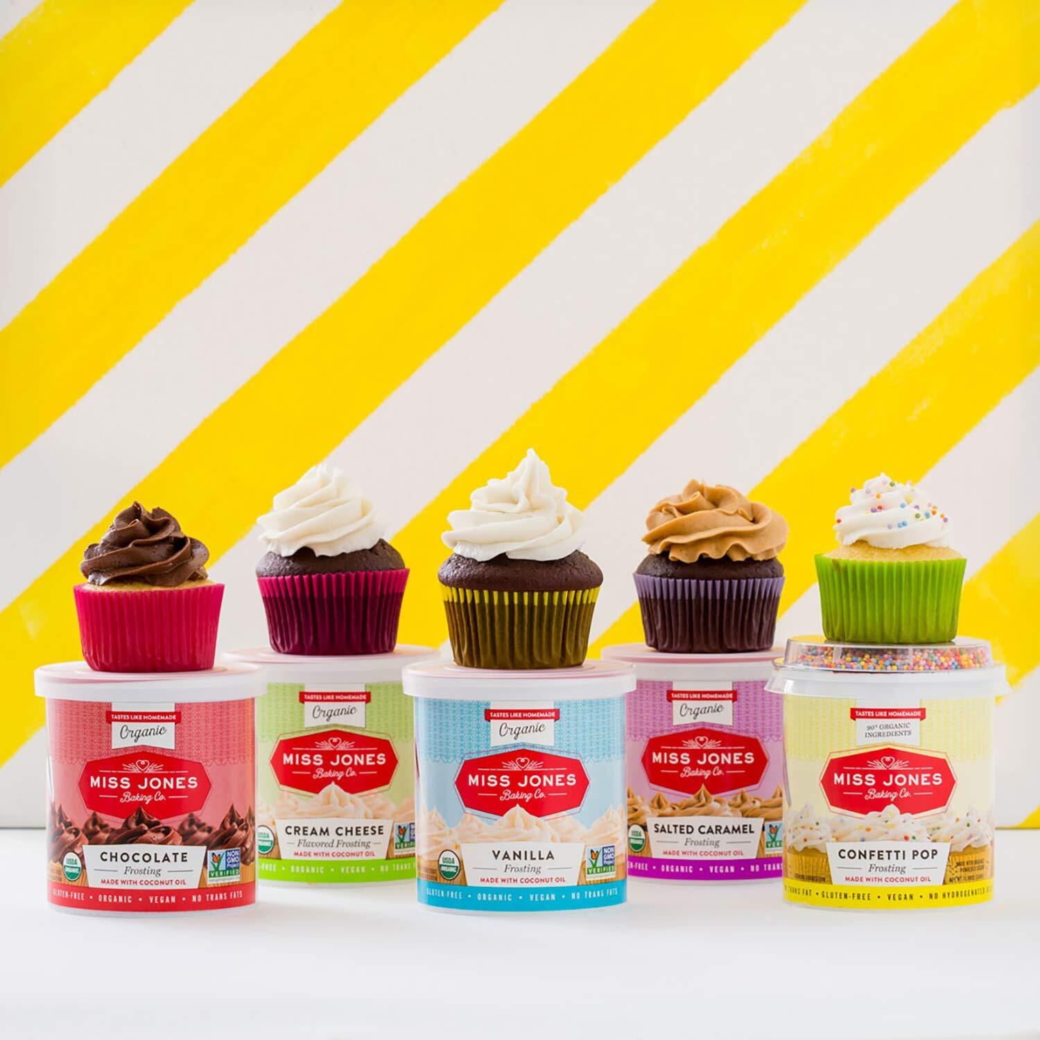 Miss Jones Baking 90% Organic Birthday Buttercream Frosting, Perfect For Icing And Decorating, Vegan-Friendly Confetti Pop (Pack Of 3)