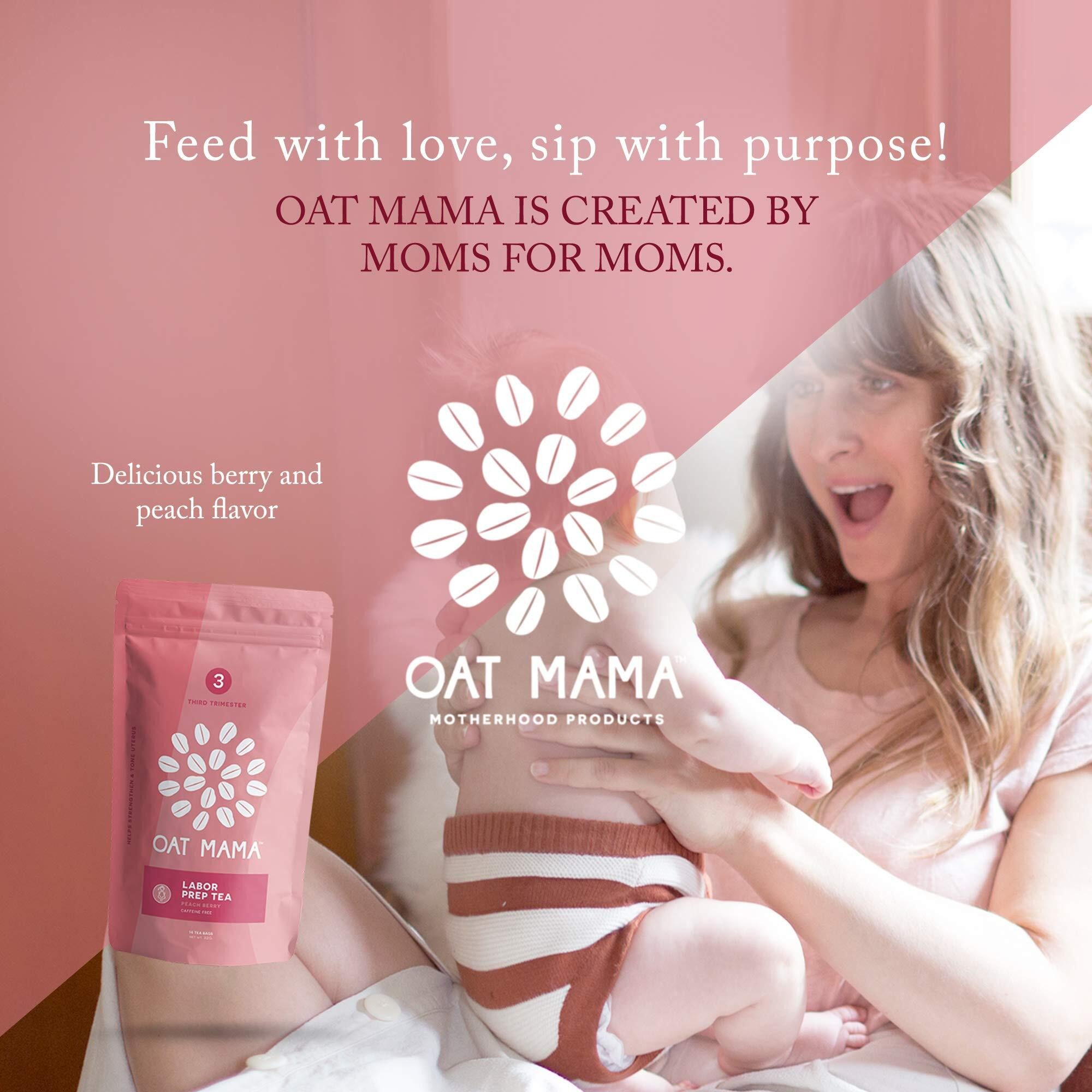 Oat Mama Labor Prep Tea Peach Berry, Prepares Mind & Body For Birth In Third Trimester | Women Owned, Made In The U.S.A. (Organic Herbs, Raspberry Leaf), 14 Sachets, Makes 28 Cups