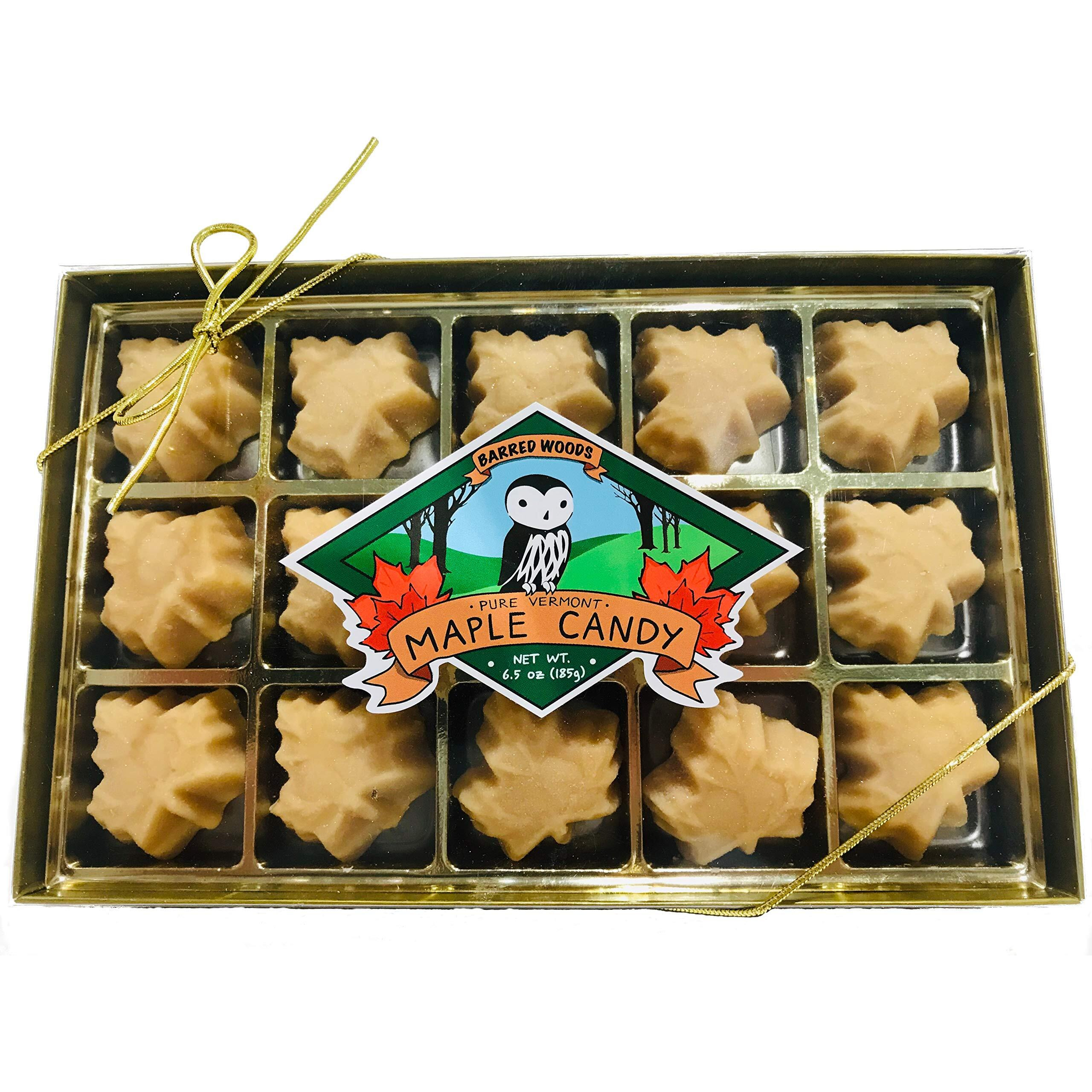 Barred Woods Maple Pure Vermont Organic Maple Candy - 6.5 Oz Gift Box Maple Leaf Candy - Maple Sugar Candy