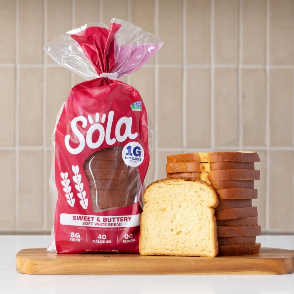 Sola Keto Sweet & Buttery White Bread - Delicious Non-Gmo, No Added Sugar, Low Calorie Bread Loaf With 1G Net Carbs (Pack Of 3)