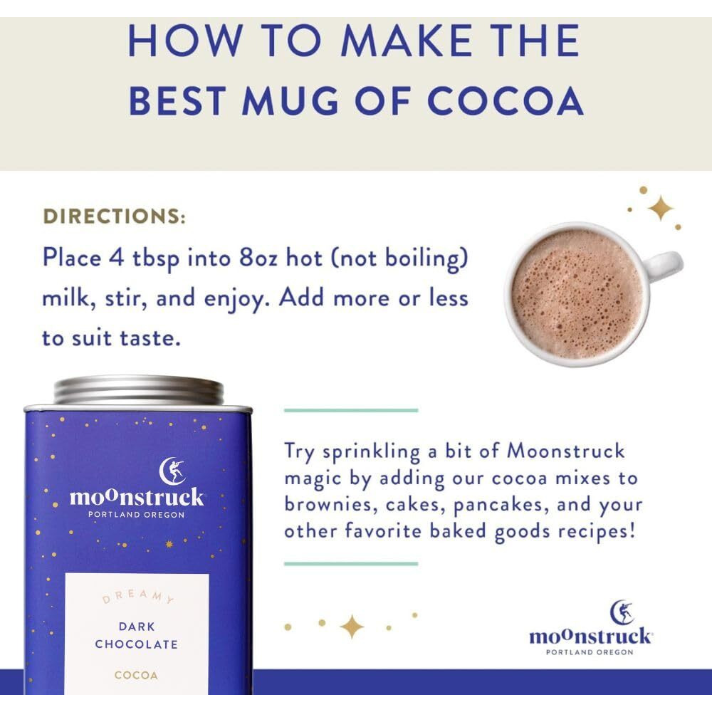 Moonstruck Chocolate Dreamy Dark Chocolate Hot Chocolate Mix, 9.5Oz (Pack Of 1)