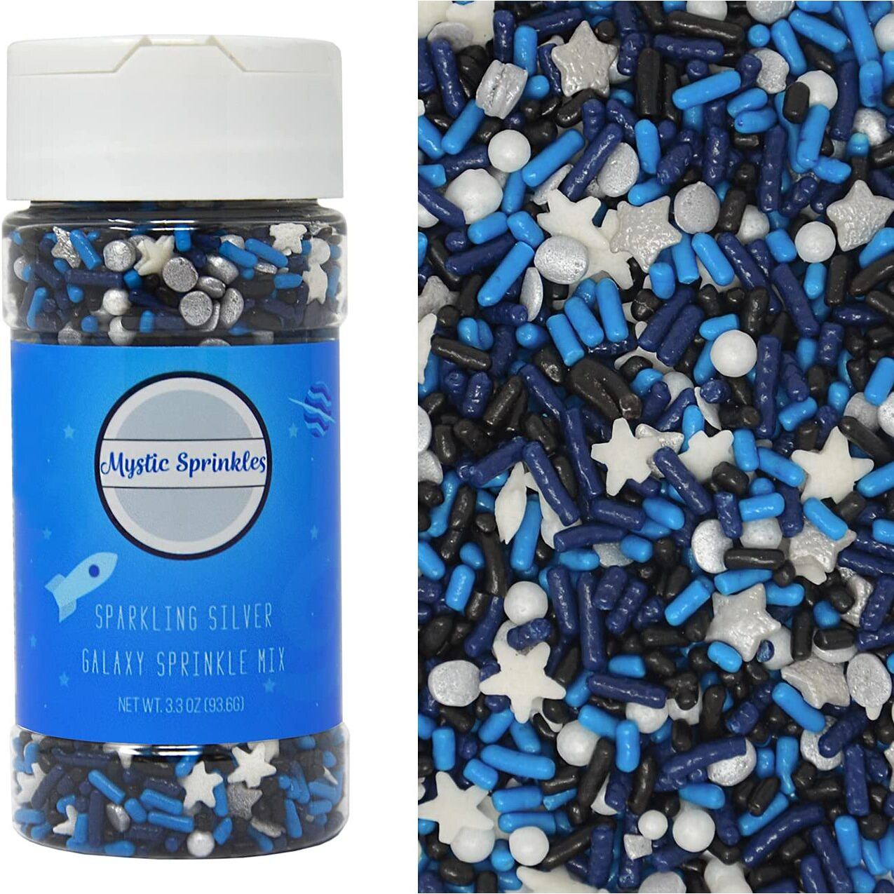 Mystic Sprinkles Sprinkle Mixes (Sparkling Silver Galaxy Sprinkle Mix 3.3Oz)