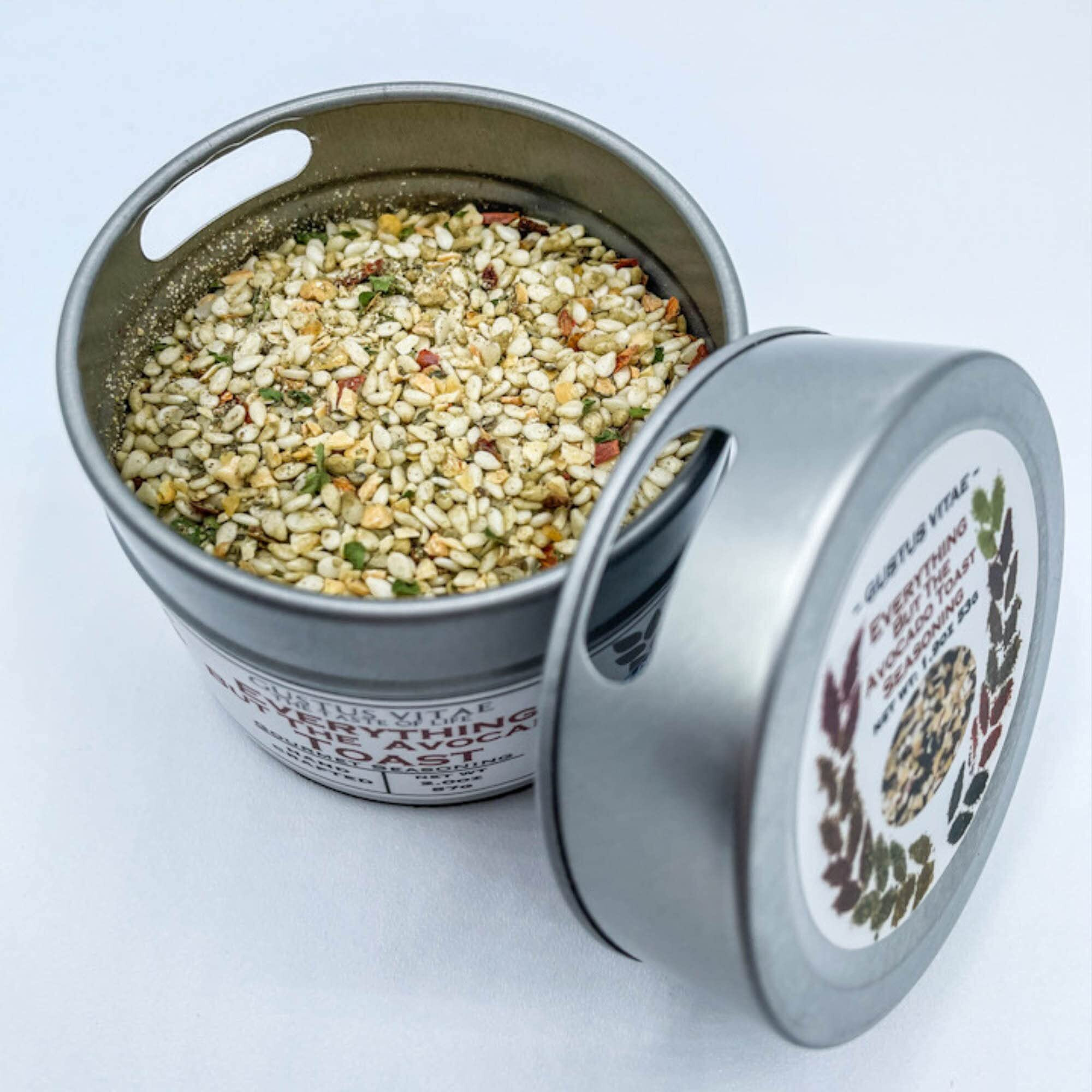 Everything But The Avocado Toast - Authentic Gourmet Spice Mix & Artisanal Seasoning - Non Gmo- 1.9 Oz - Small Batch - Magnetic Tin - Gustus Vitae