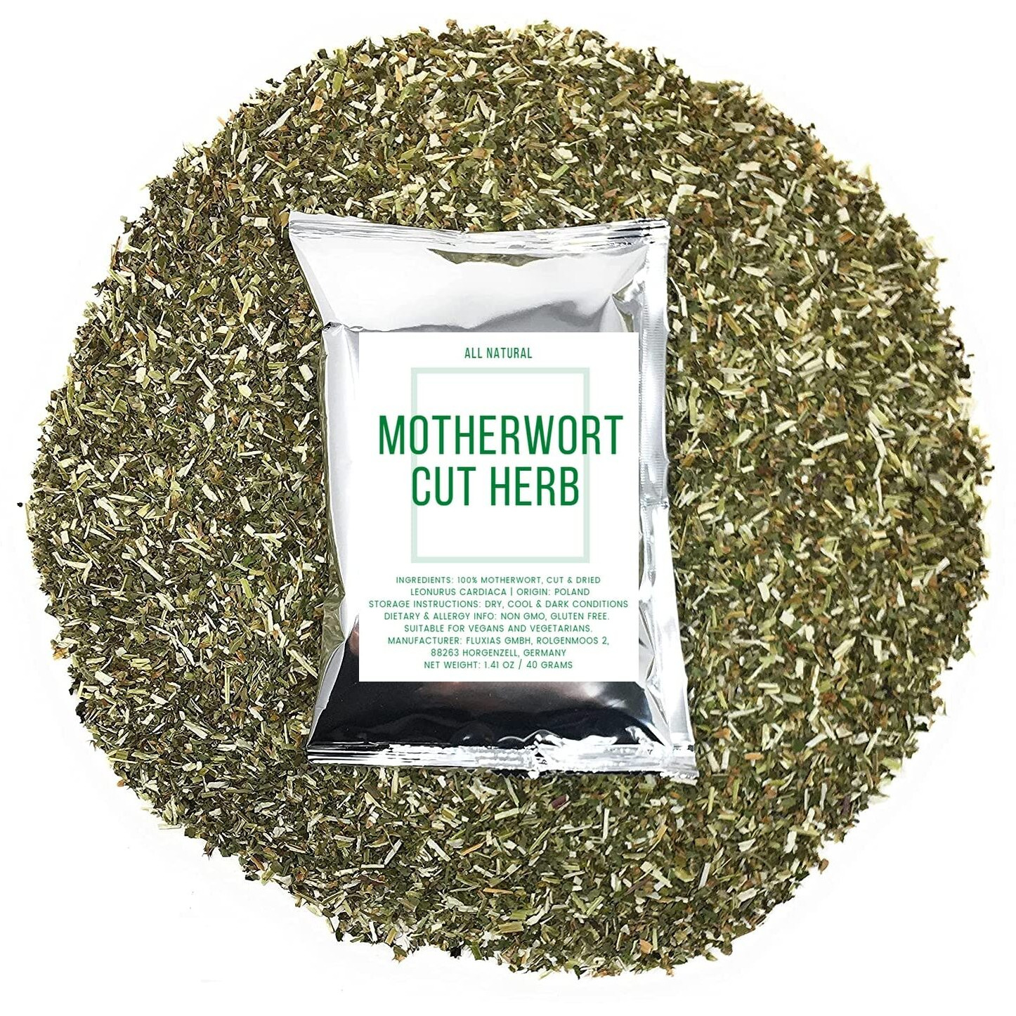 Motherwort Herbal Tea - Ingredients 100% Natural Motherwort, Cut & Dried Leonurus Cardiaca - Origin Poland - Net Weight 1.41 Oz/40 Grams