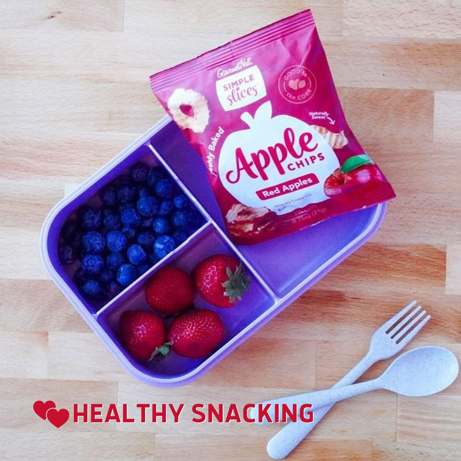 Gourmet Nut Simple Slices Baked Apple Chips, Usa Grown Sliced Dried Apples, Healthy Vegan Snack For Adults & Kids, Naturally Sweet, No Added Sugar, Red Apples.75Oz Individual Bags (8 Pack Box)