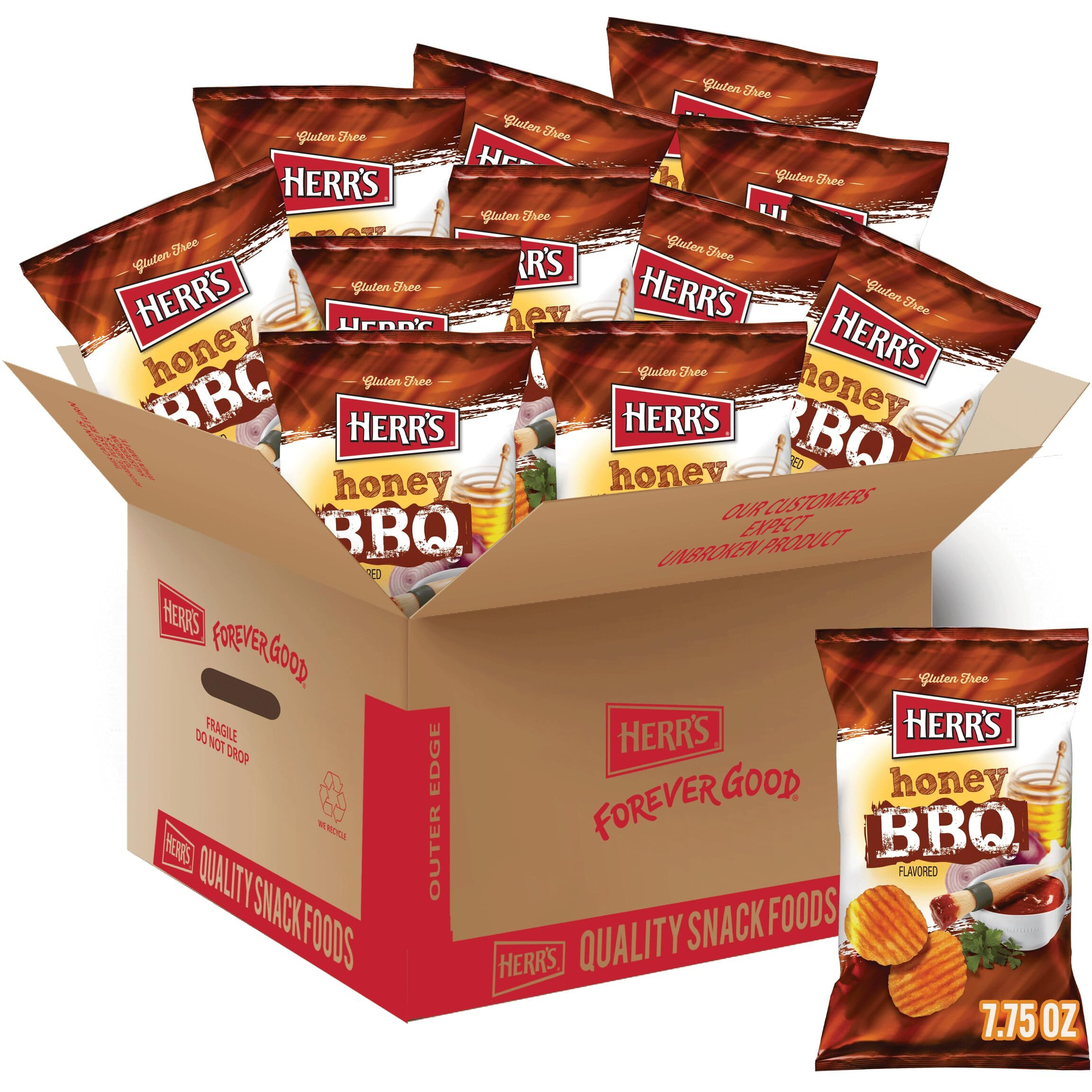 Herr's Honey Bbq Potato Chips, 7.75 Ounce (Pack Of 12 Bags)