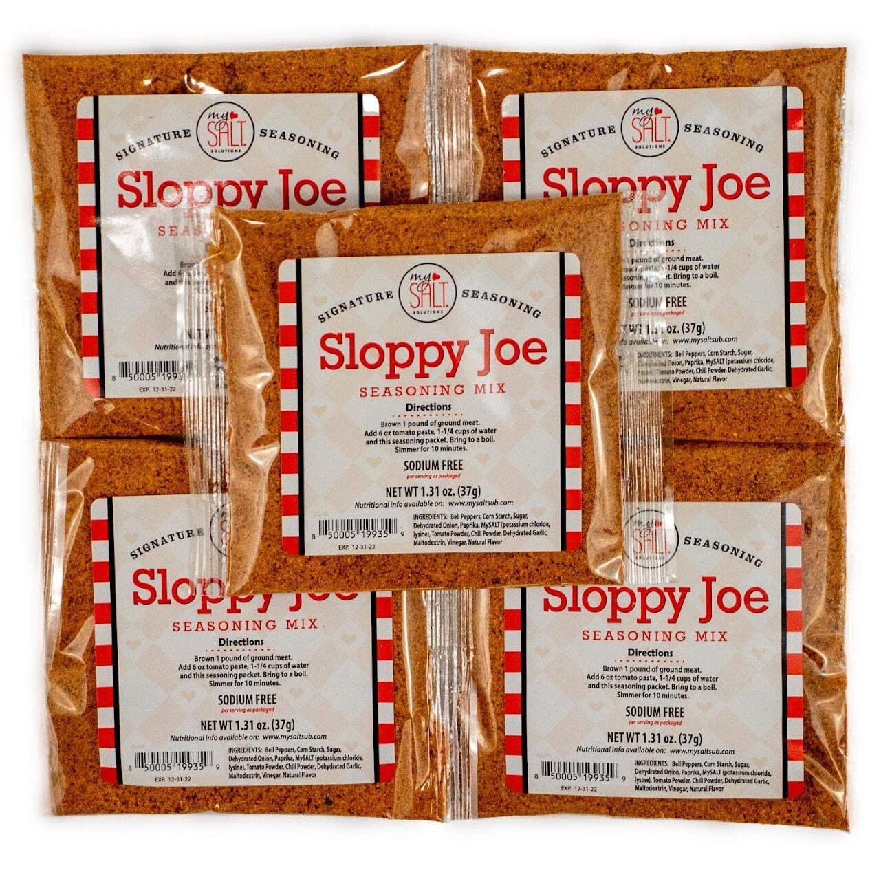 Mysalt Sloppy Joe Seasoning Mix, Sodium Free (5 Pack)
