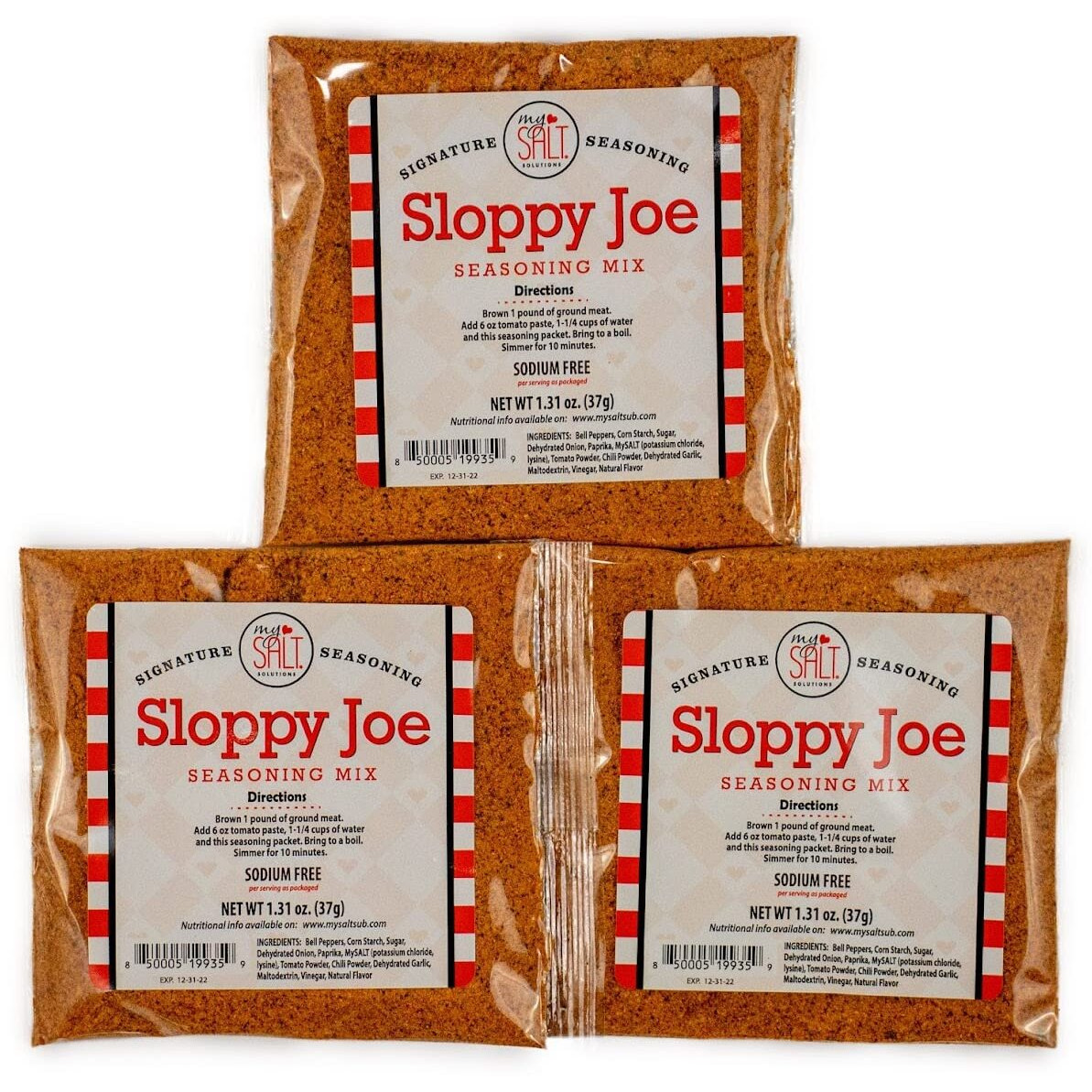 Mysalt Sloppy Joe Seasoning Mix, Sodium Free (3 Pack)