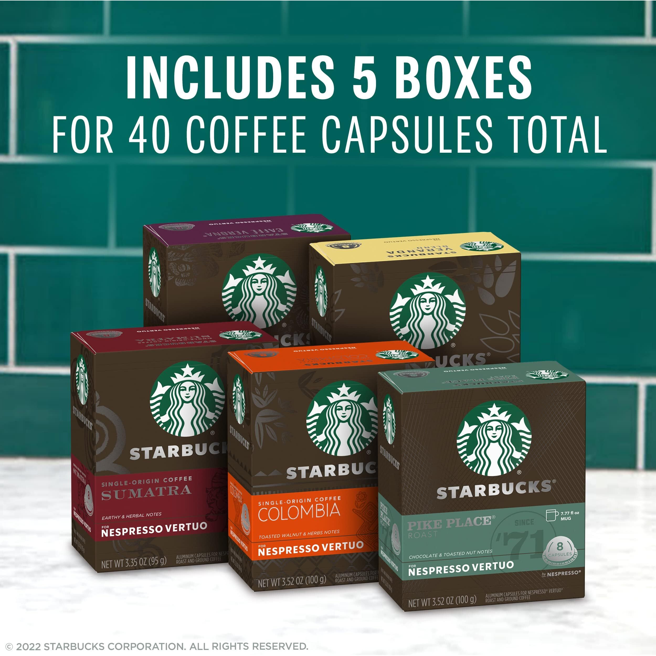 Starbucks By Nespresso Vertuo, Blonde, Medium, And Dark Roast Variety Pack Coffee, 40-Count Coffee Pods, Brews 7.8 Oz.