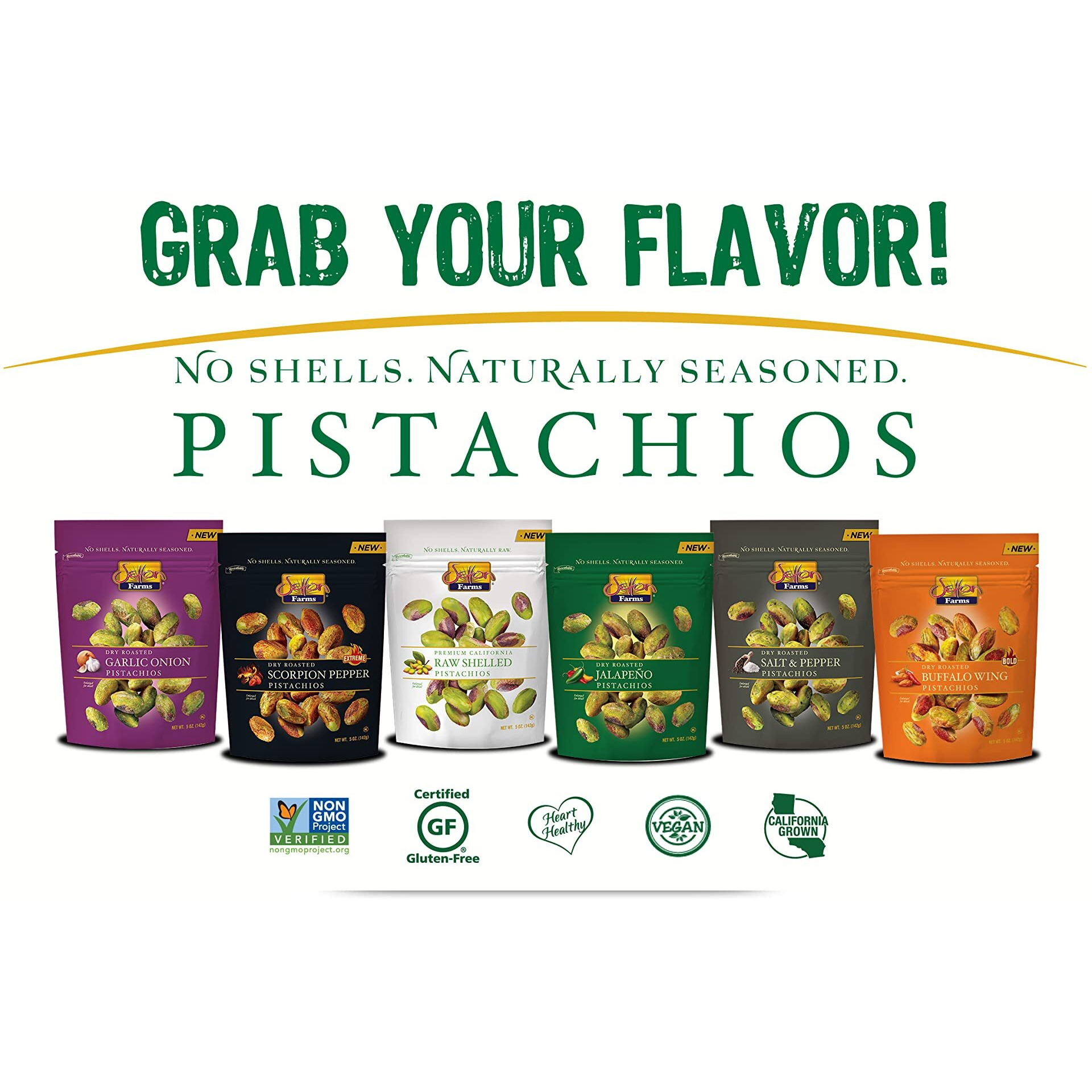 Setton Farms Naturally Seasoned Pistachio Kernels, Jalapeno, No Shell Pistachios, Certified Non-Gmo, Gluten Free, Vegan And Kosher, 5 Oz Resealable Pouch