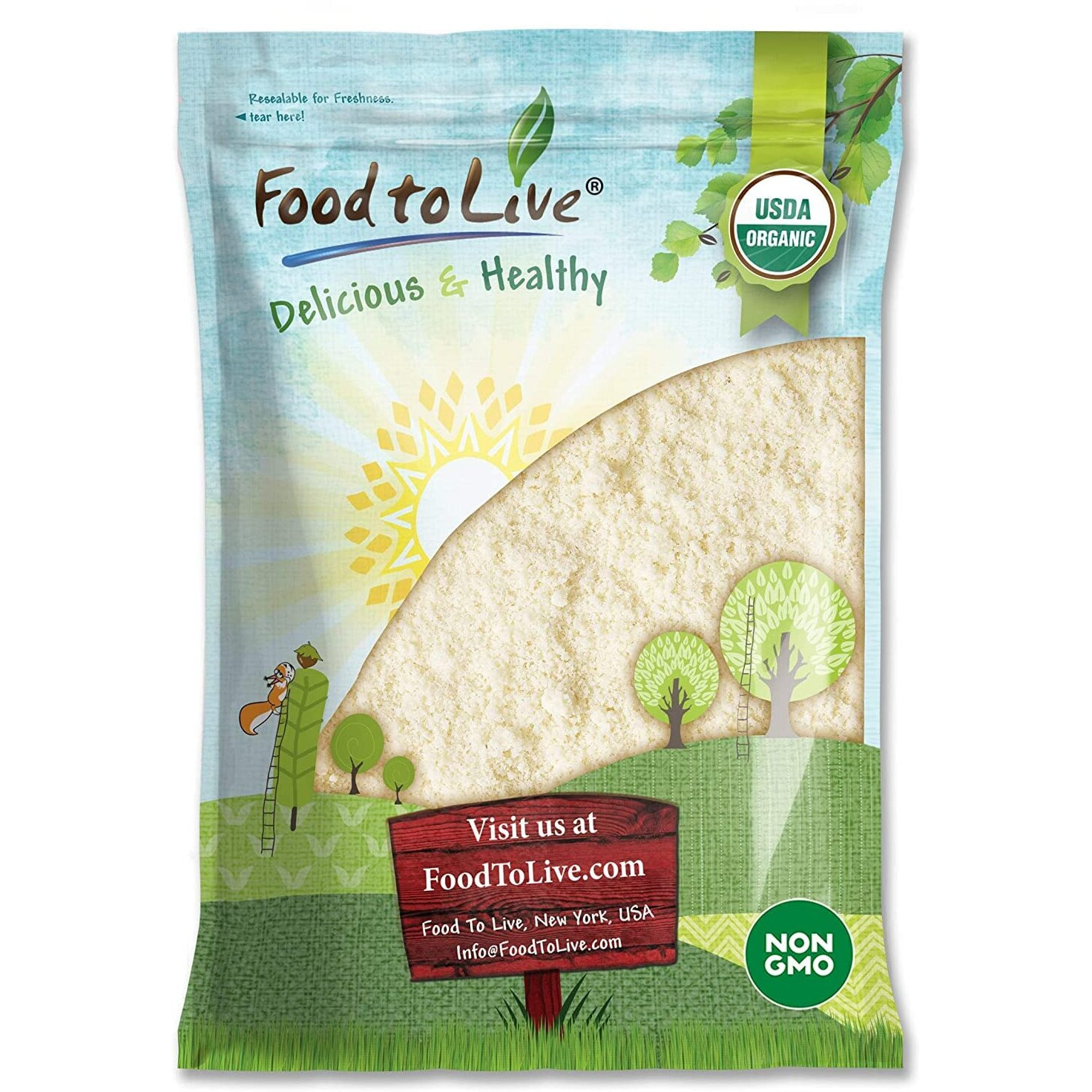 Food To Live Organic Almond Flour, 8 Pounds - Extra Fine Blanched Prime Meal, Non-Gmo, Low Carb, Culinary Grade, Kosher, Keto, Paleo And Vegan Super Powder, Bulk