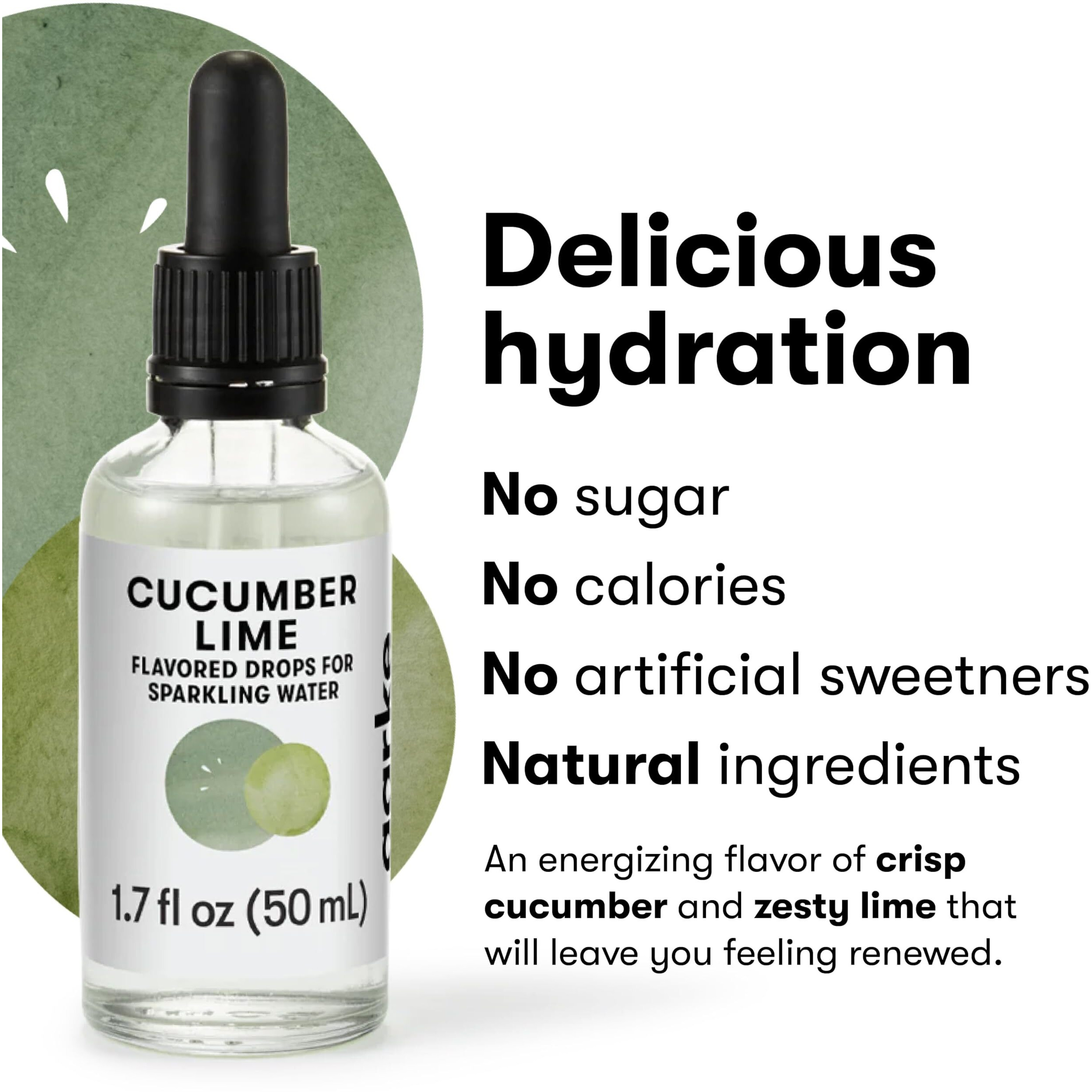Aarke Flavor Drops For Sparkling And Carbonated Water, Zero-Sugar And Dye Free, No Artificial Sweeteners, Zero Calories, Natural Flavors, Bottle Capacity 50 Ml / 1.7 Fl Oz (Cucumber Lime)