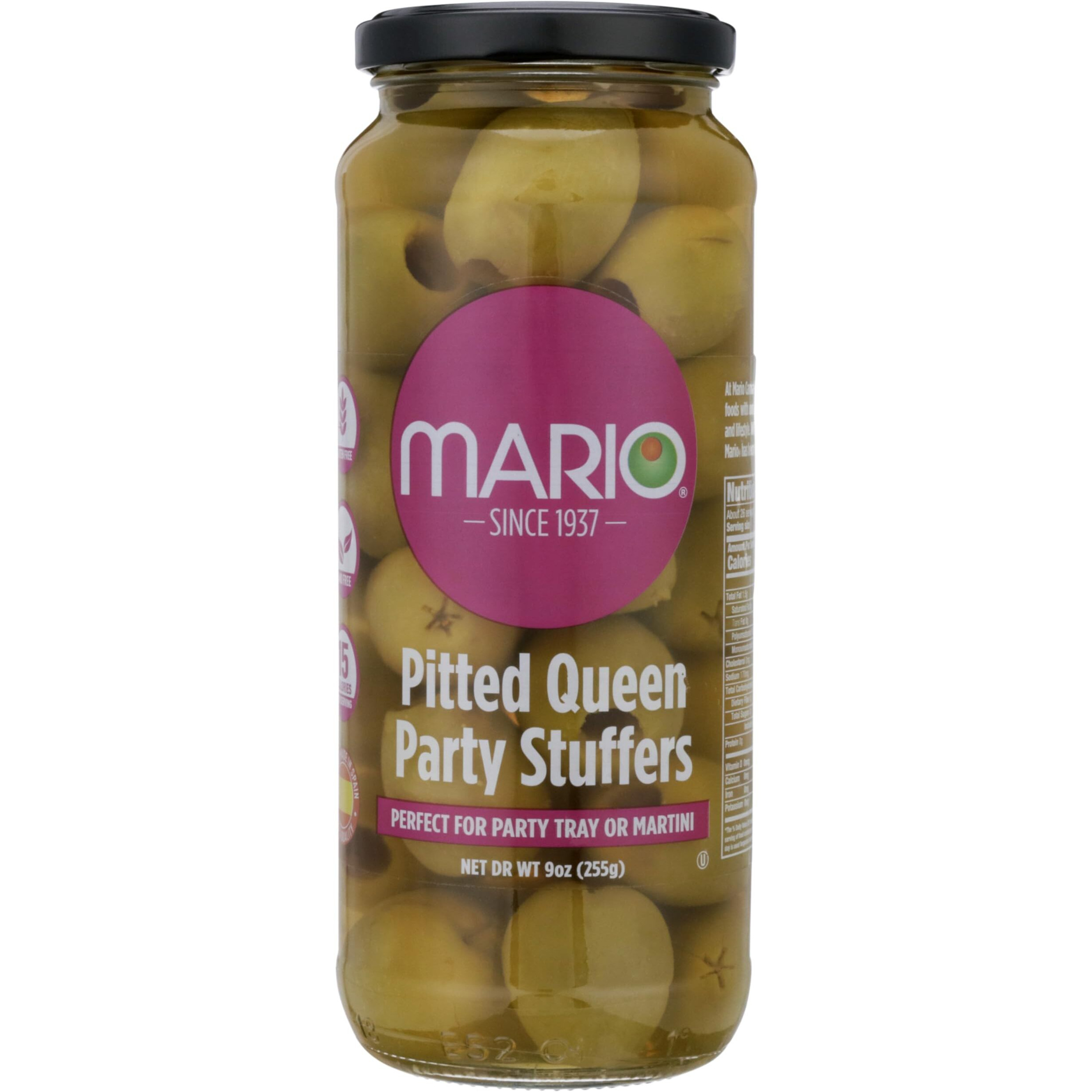 Mario Camacho Foods Pitted Queen Party Colossal Olives, 9 Ounce