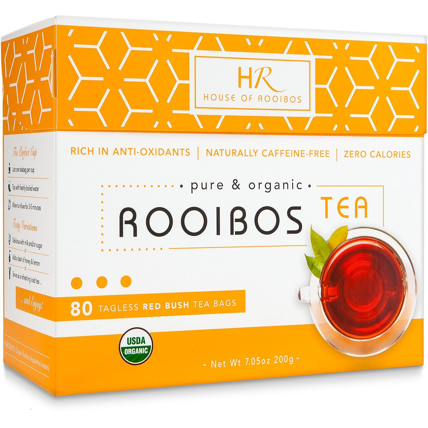 Rooibos Tea Organic Herbal Tea - 80 Bags Of Caffeine-Free Healthy Red Tea From The House Of Rooibos