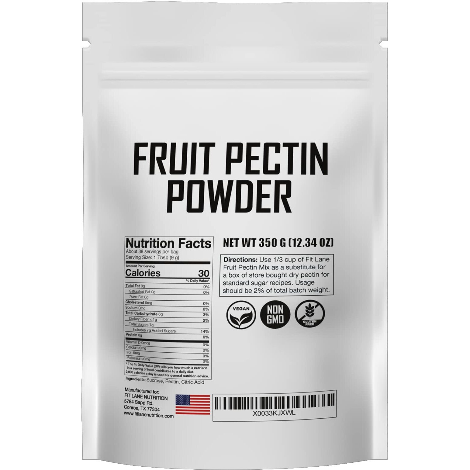 Fruit Pectin Powder For Jams And Jellies. Natural, Vegan And Non-Gmo. Premium Bulk Powder. 350 Grams (12.35 Oz) Value Size Bag.