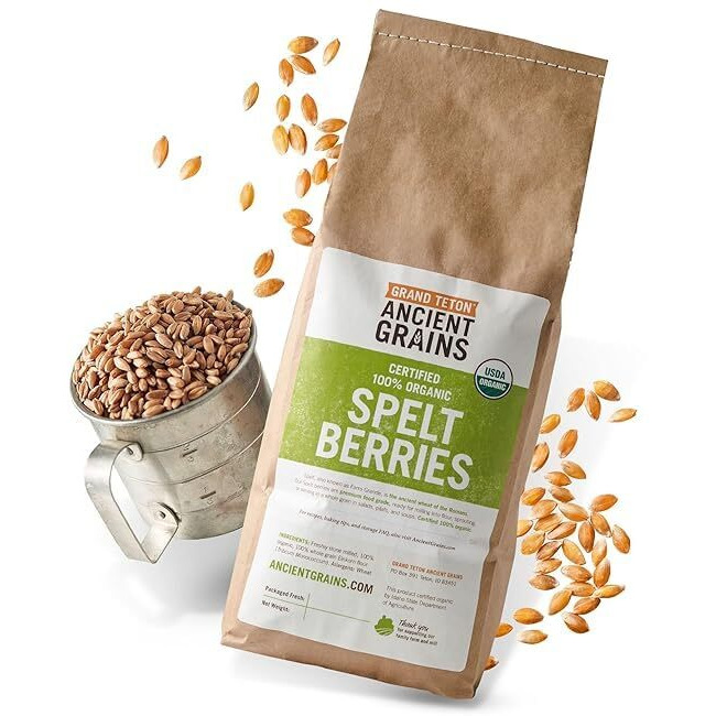Grand Teton Ancient Grains - 100% Organic Spelt Berries, Whole Unmilled Spelt Berries, Us-Grown Farro Organic Grain, Nutritious Baking Staple, Whole Grain Spelt In Brown Paper Bag, 15 Lbs