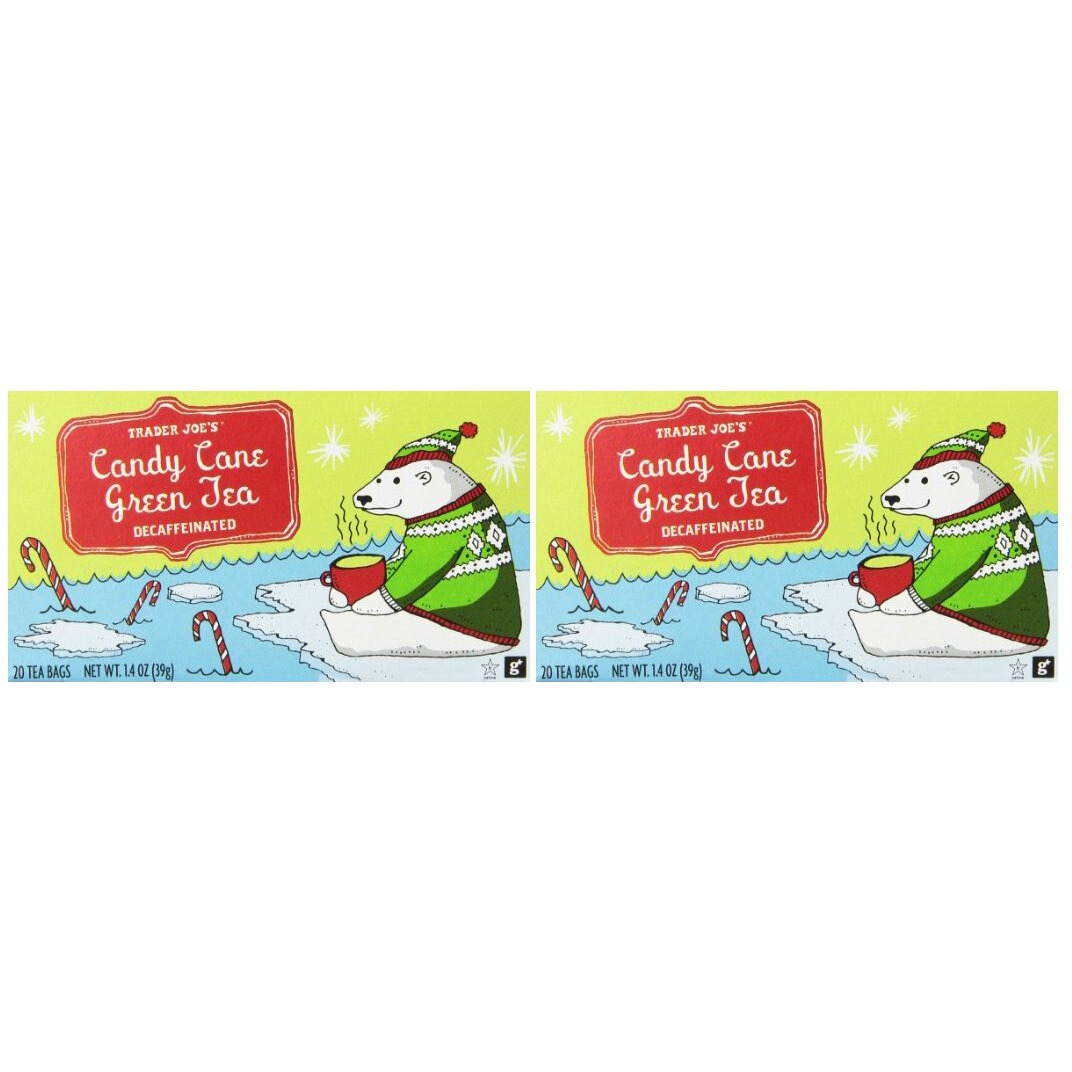 Trader Joe's Decaffeinated Candy Cane Green Tea - 20 Tea Bags - 2 Pack