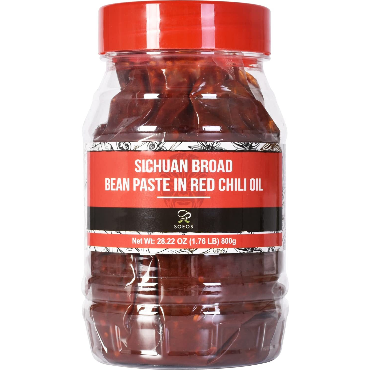 Soeos Sichuan Broad Bean Paste With Chili Oil 28.22Oz (800G), Hongyou Doubanjiang, Pixian Doubanjiang Chili Paste, Ingredient For Sichuan Cuisine, Fermented Bean Paste, Red Bean Paste, Chili Paste.