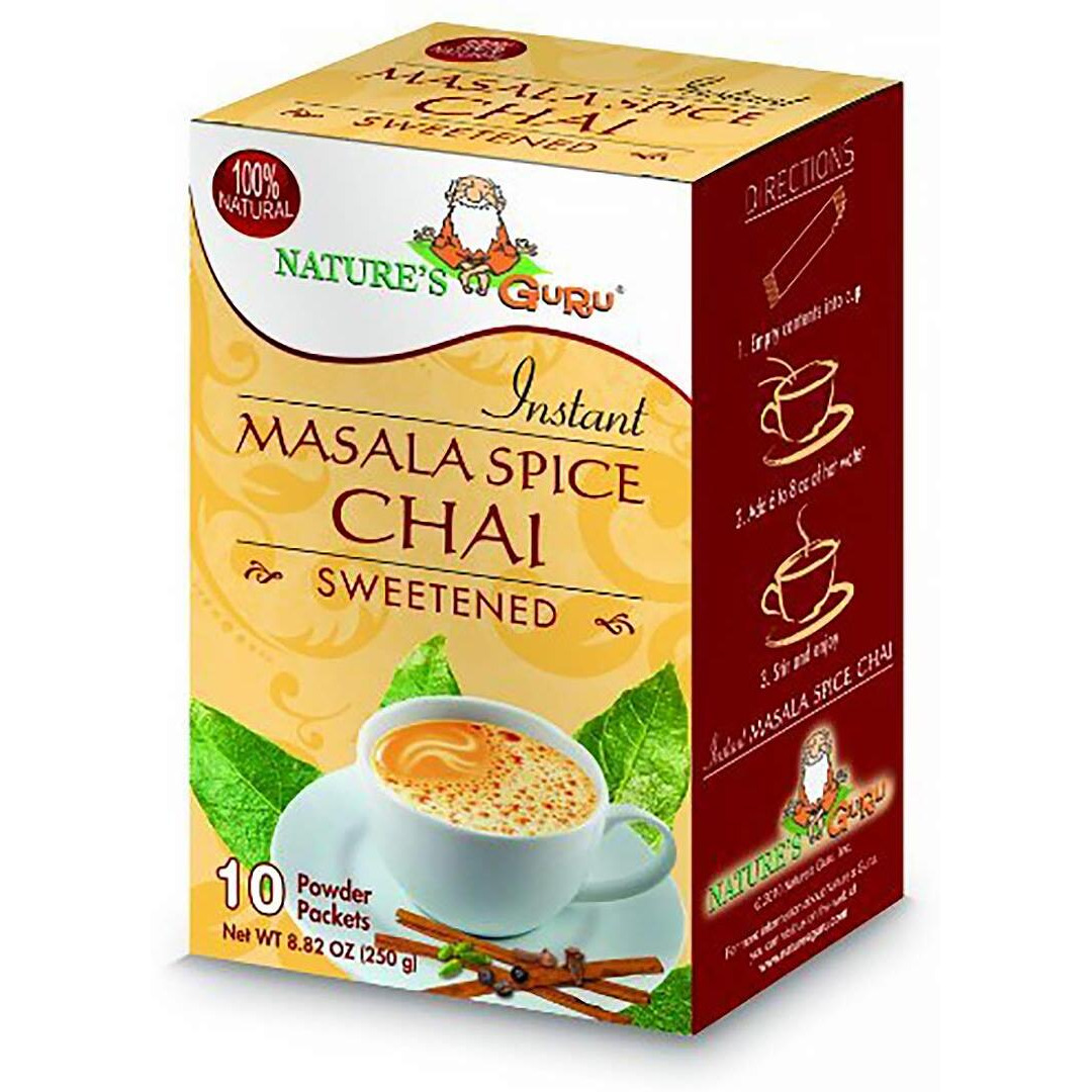 Nature's Guru Instant Masala Chai Tea Drink Mix Sweetened, 8.82 Oz - Pack Of 8