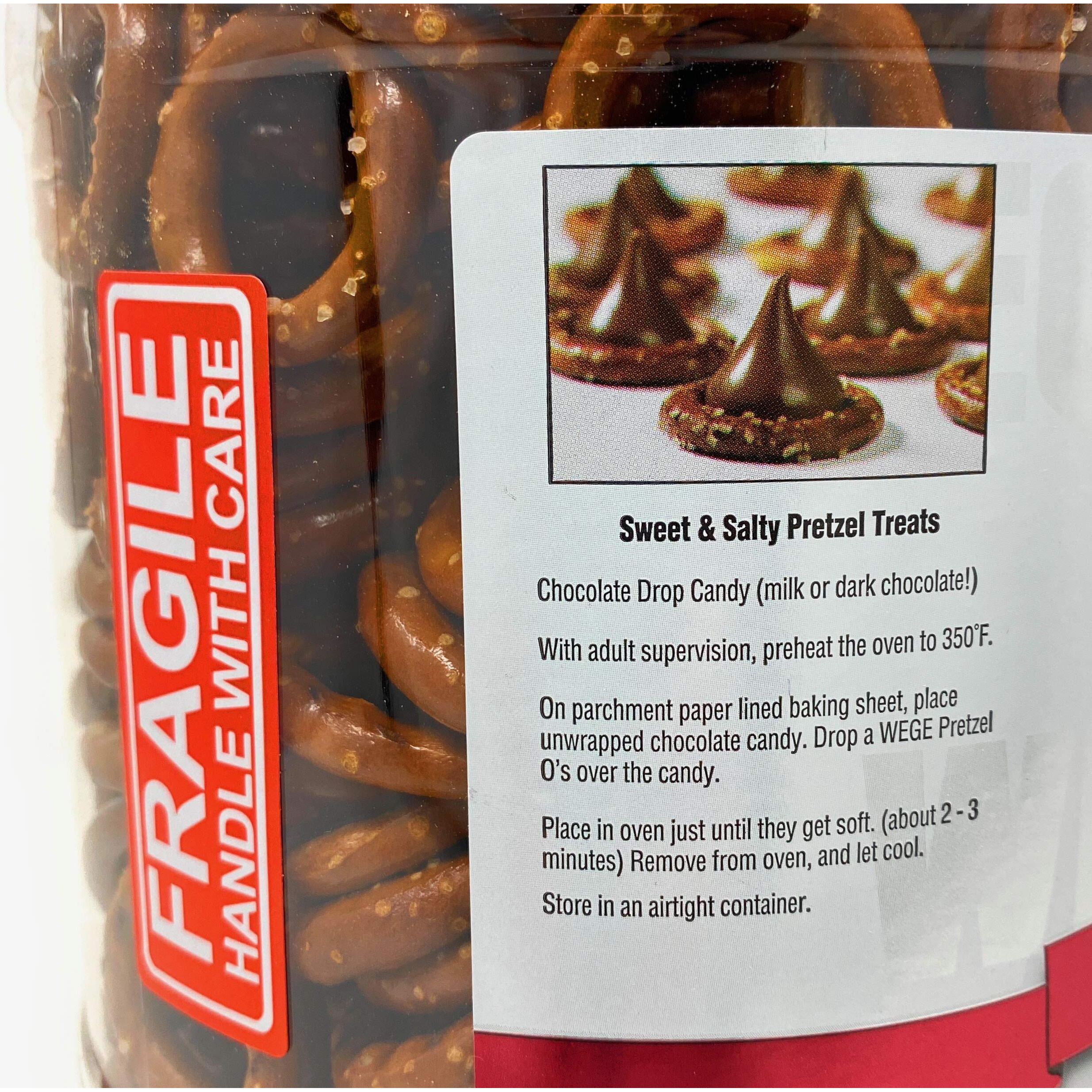 Wege Circle Pretzel O's, Round Salted Pretzels, 28 Ounce Barrel