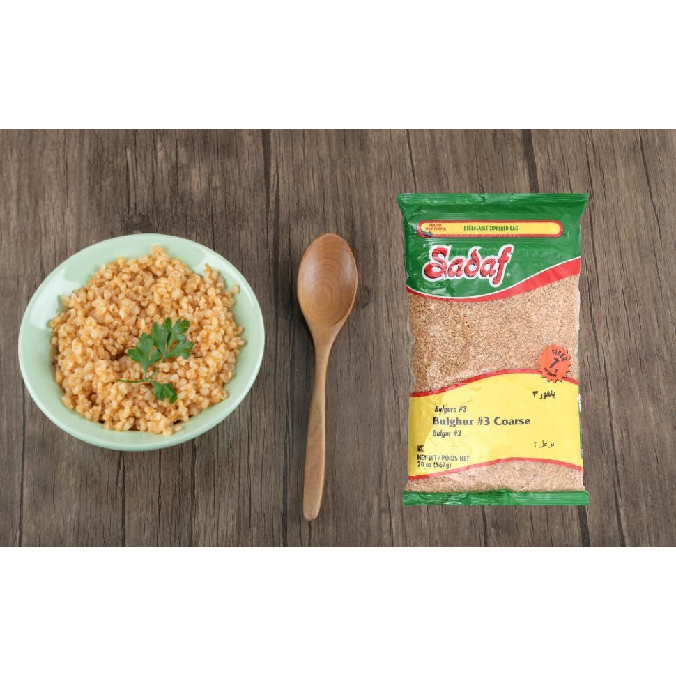 Sadaf Bulghur 3 Coarse - Coarse Bulgur Wheat For Cooking And Food Flavoring - Wheat Grain - Middle Eastern Cuisine - Kosher - 20 Oz Resealable Bag
