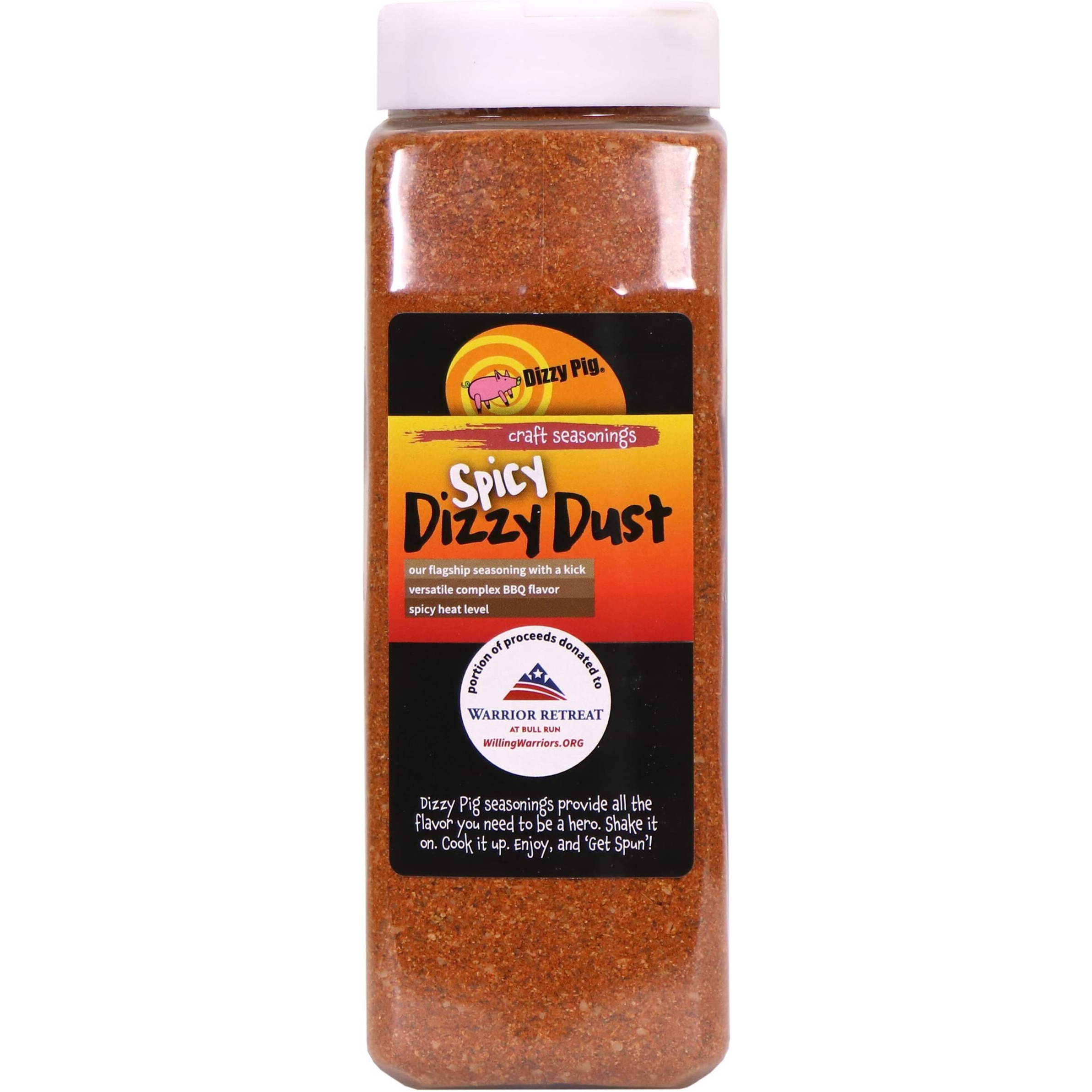 Dizzy Pig Spicy Dizzy Dust All-Purpose Barbecue Seasoning Rub (Quart Shaker) - Hand Made In The Usa - Seasons Around 120Lbs Of Food - Msg Free, Gluten Free