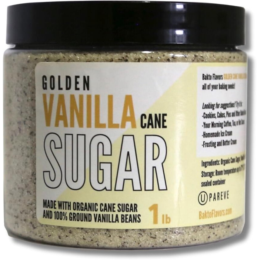 Bakto Flavors Golden Vanilla Cane Sugar, 1-Pound Jar