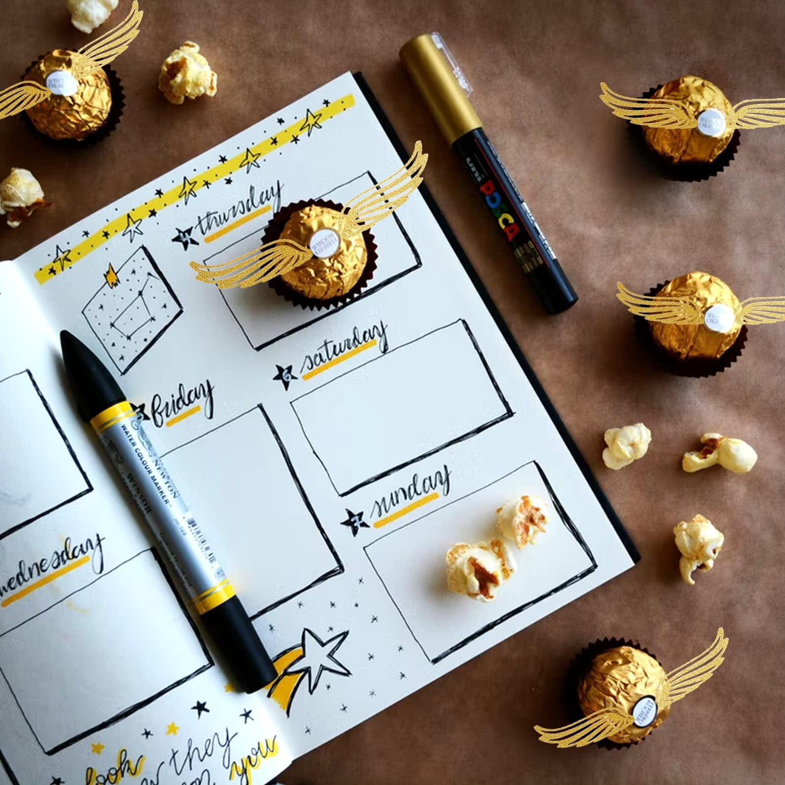 50Pcs Golden Wings Chocolate Decor Wizard Party Chocolate Decoration Hollowed Wings Wafer Cupcake Toppers With Glue Point For Them Party Decor Supplies