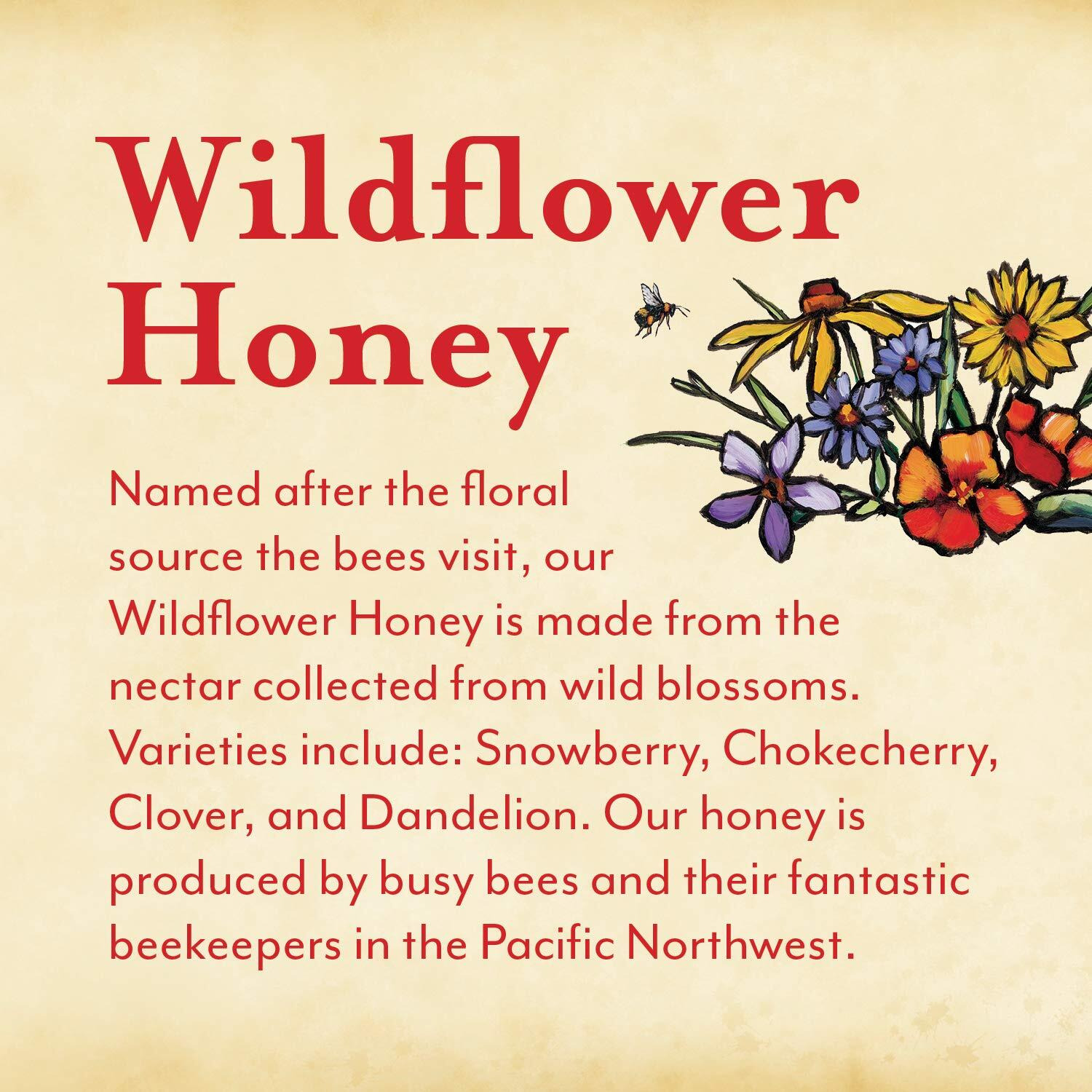 Oregon Growers Wildflower Honey - Raw Unfiltered Pacific Northwest Honey, Organic, Gluten Free, Pure & Natural Raw Honey, Subtle Flavors & Natural Enzymes, Farm Direct Specialty Foods, Flower Honey - 18 Oz (Pack Of 1)