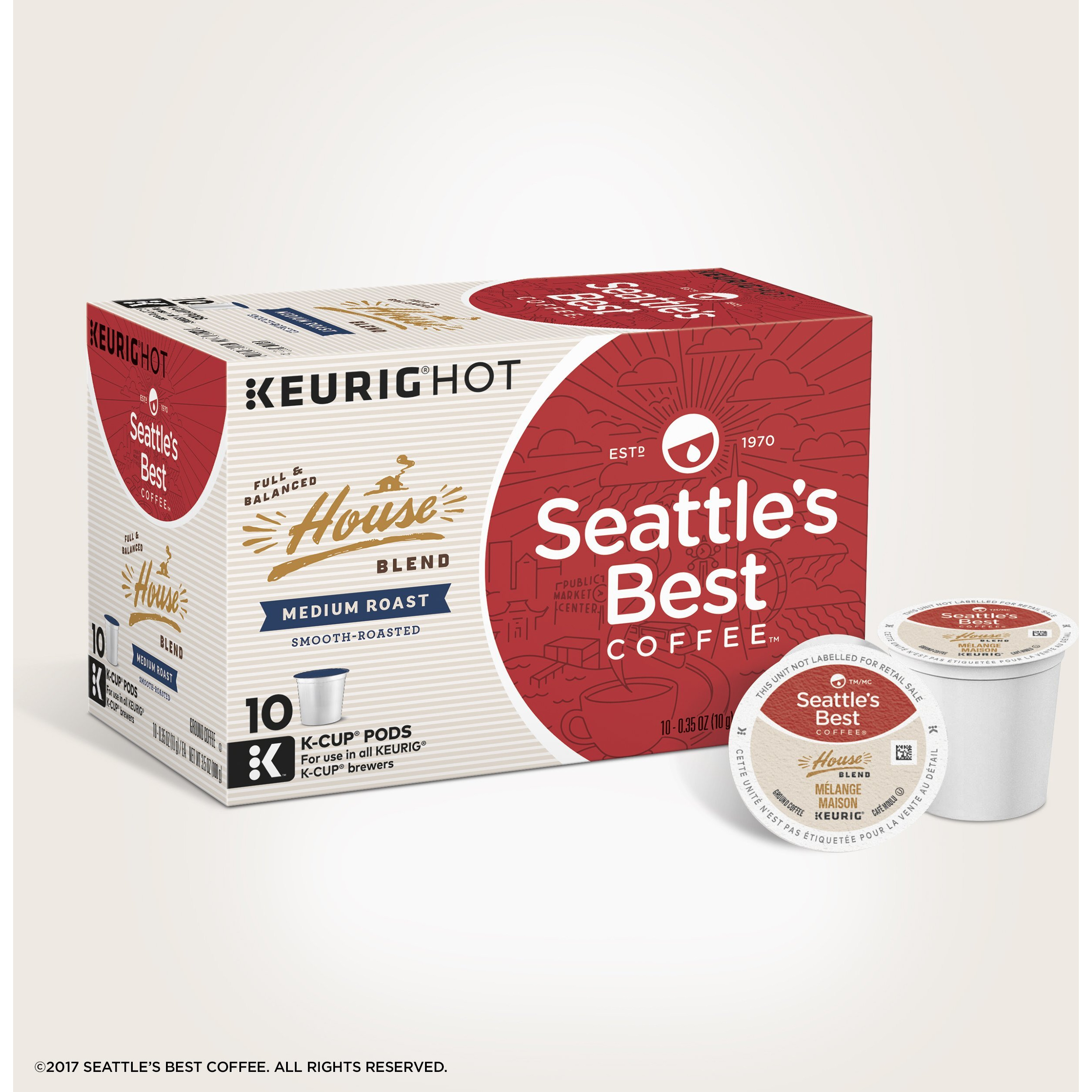 Seattle's Best Coffee House Blend Medium Roast Single Cup Coffee For Keurig Brewers, 1 Individual 3.5 Oz. Pod