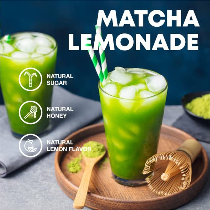 Matcha Lemonade Green Tea - 12Oz, All Natural, Made With Ceremonial Japanese Matcha, Honey, And Lemon Powder