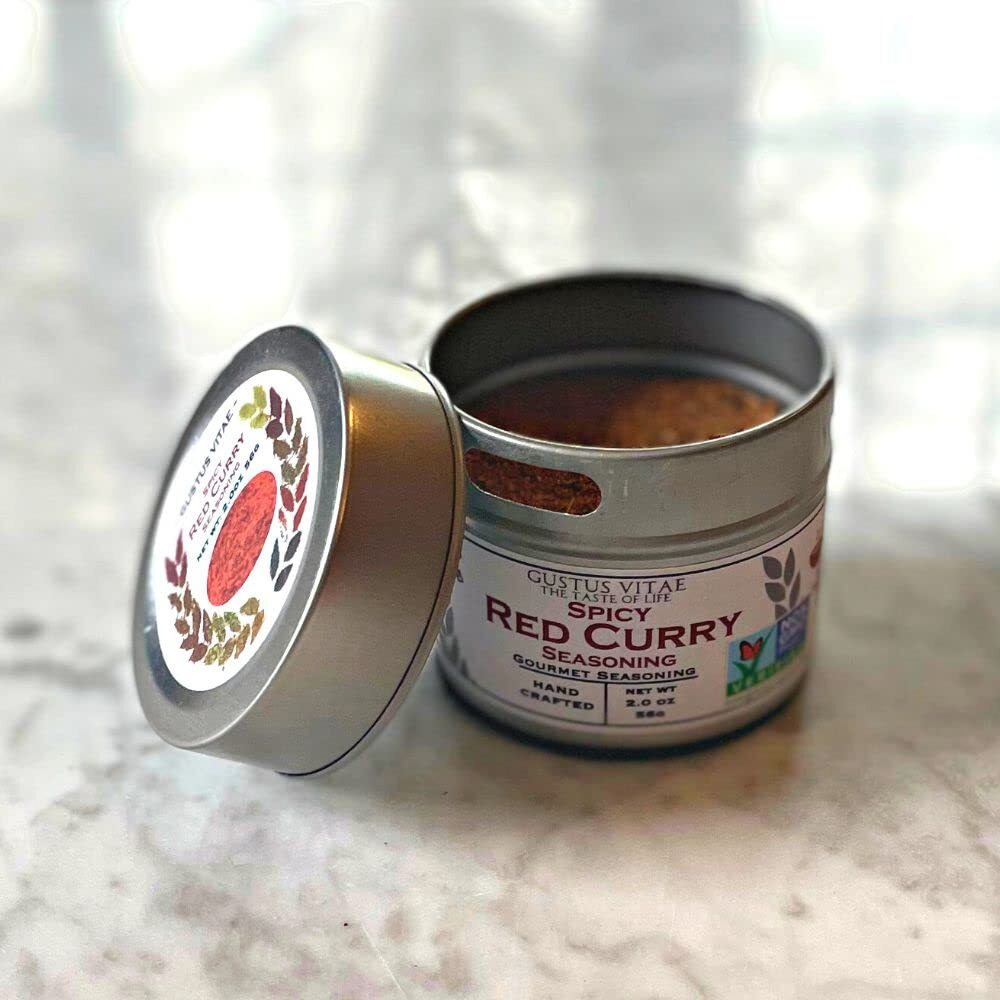 Gustus Vitae - Spicy Red Curry Seasoning - Non Gmo - Magnetic Tin - Authentic Gourmet Artisanal Spice Blend - Crafted In Small Batches