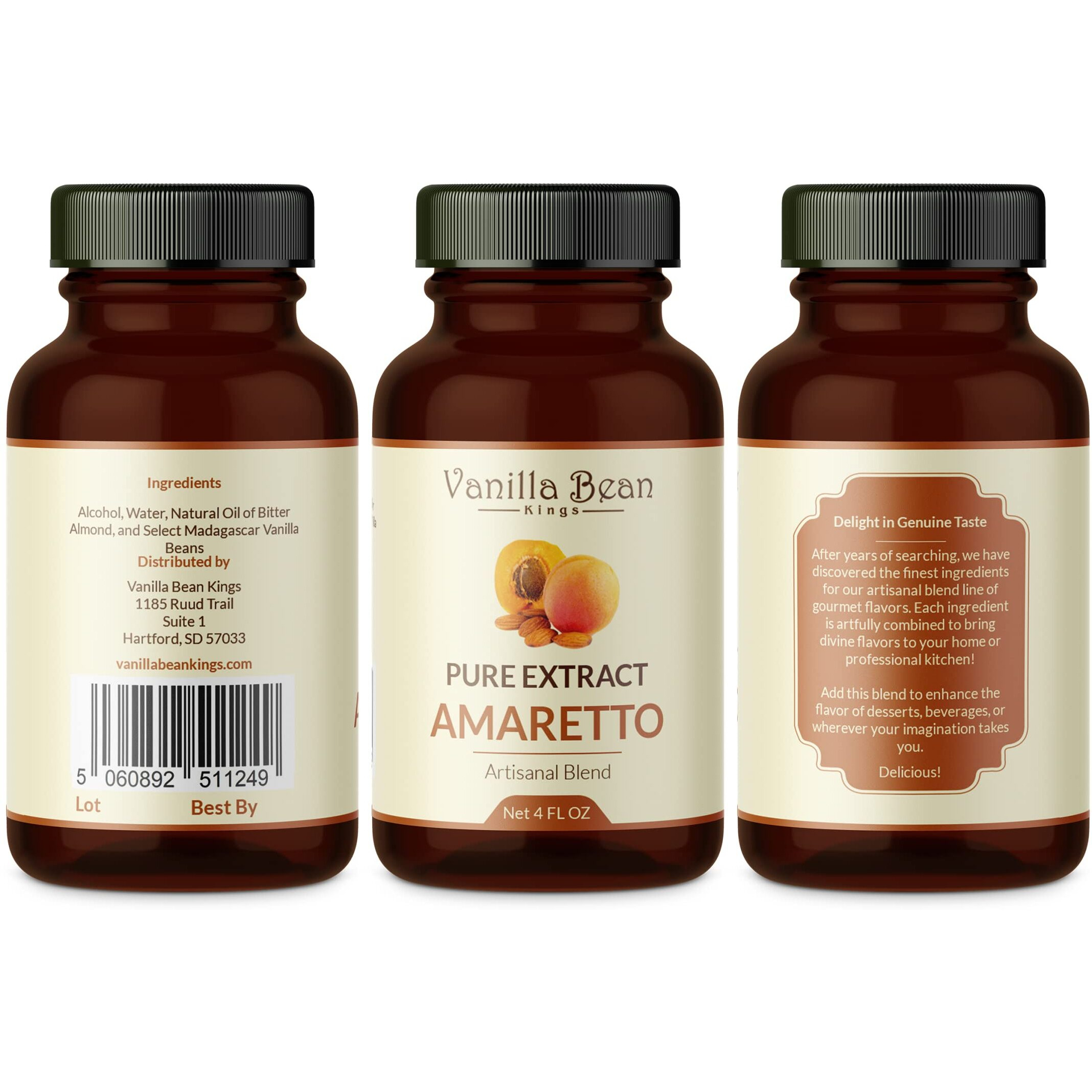 Pure Amaretto Extract For Baking And Flavoring - 4 Oz - Premium Quality Natural Flavors For Baked Goods, Desserts, & Cooking