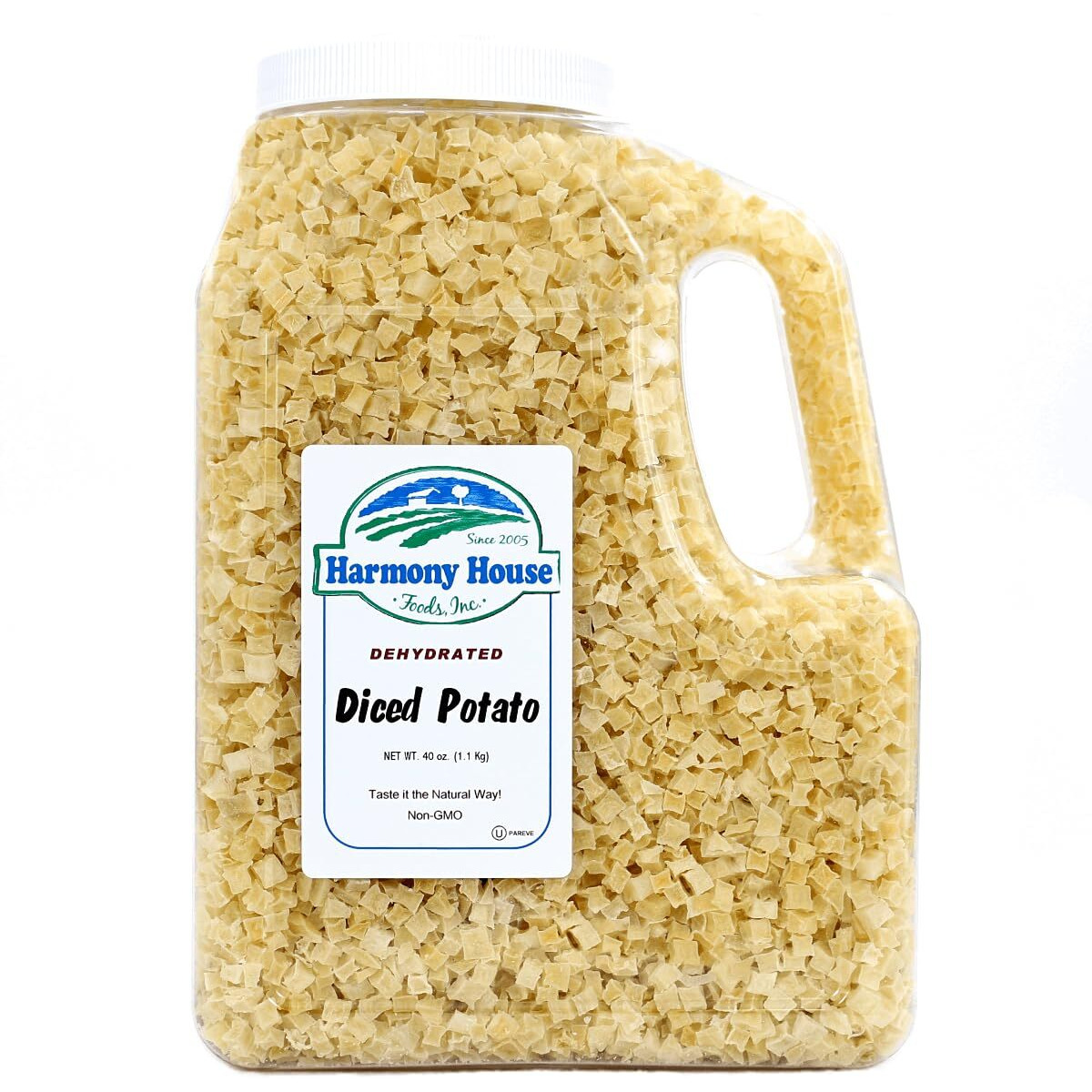Harmony House Foods Dehydrated Diced Potatoes - Dried Potato Pieces, For Hash Browns, Stews, Soups, Home Fries, And More, 40 Ounces