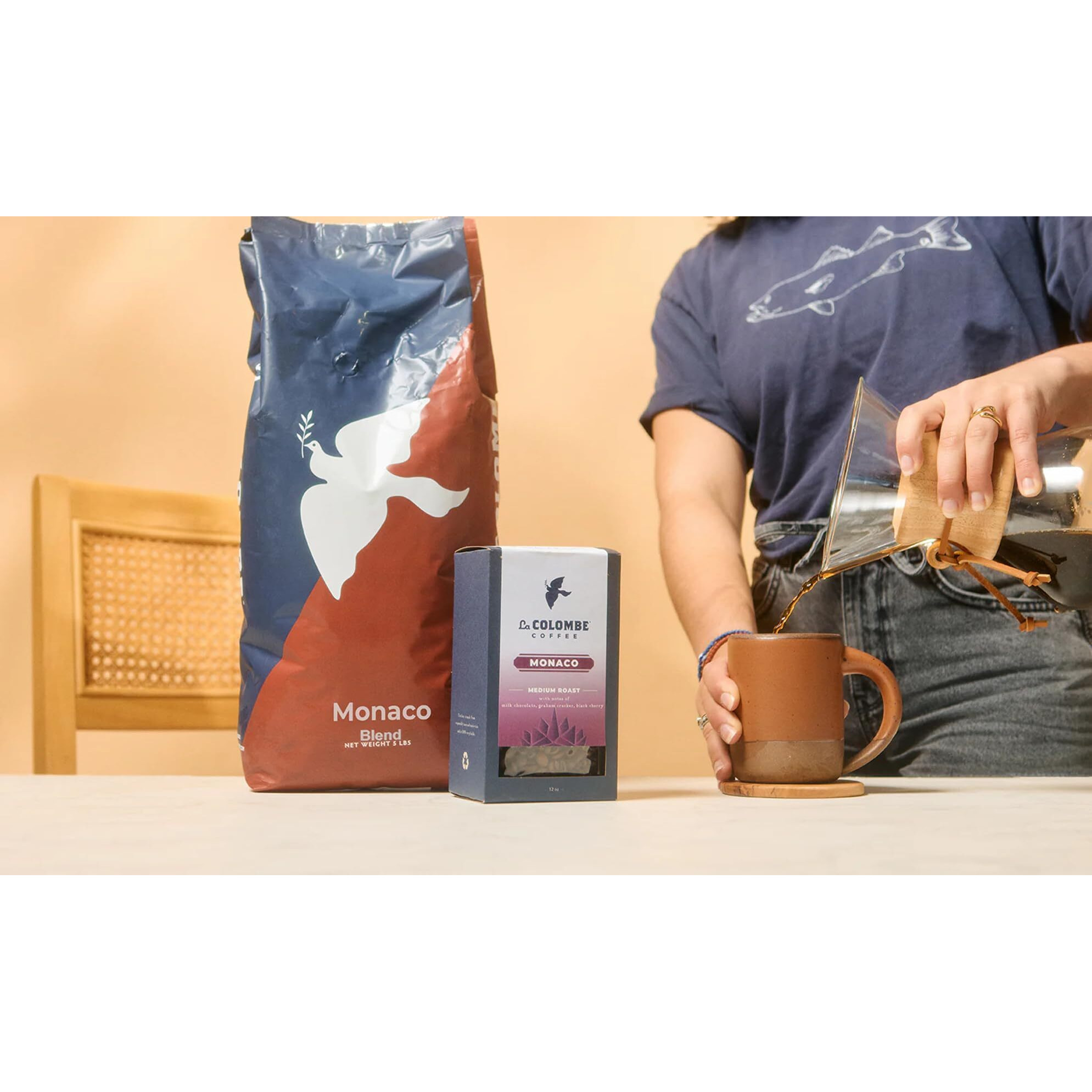 La Colombe Monaco Whole Bean Coffee, Full Bodied Medium Roast, Specialty Roasted, 5Lb Bag