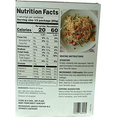Trader Joe's Hearts Of Palm Pasta, Linguine Shaped, Gluten Free, Vegan, 9 Ounces (255 Grams) Pack Of 2