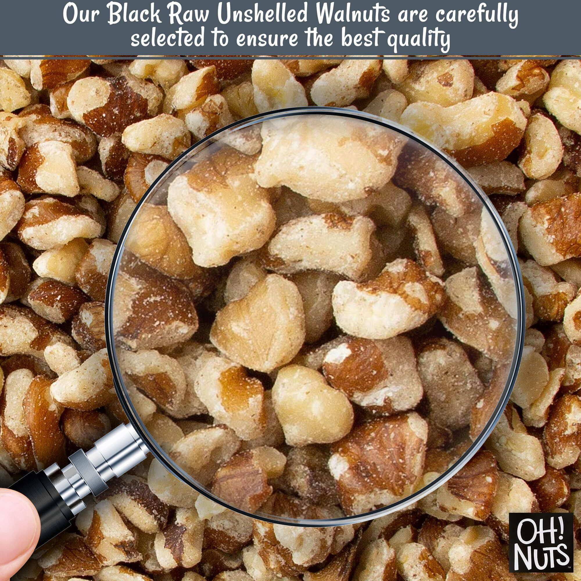 Walnuts Black Chopped | Raw - 100% Natural | 1 Lb | Black Raw Unshelled Walnuts | Packed In New York Zip-Seal Bag For Exceptional Freshness By Oh Nuts