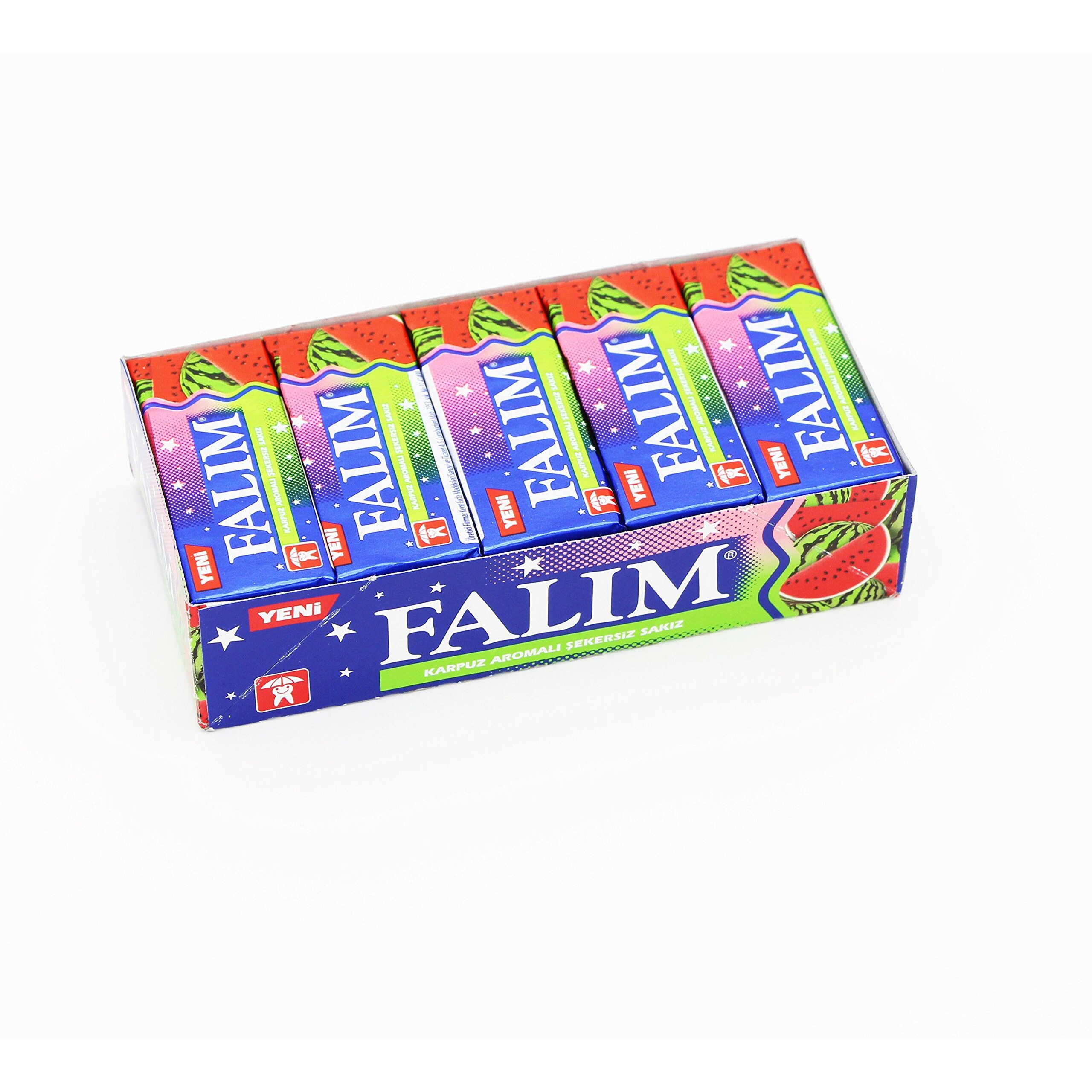 Falim Sugarless Plain Gum Watermelon Flavored, (20 Pack (100 Pieces))