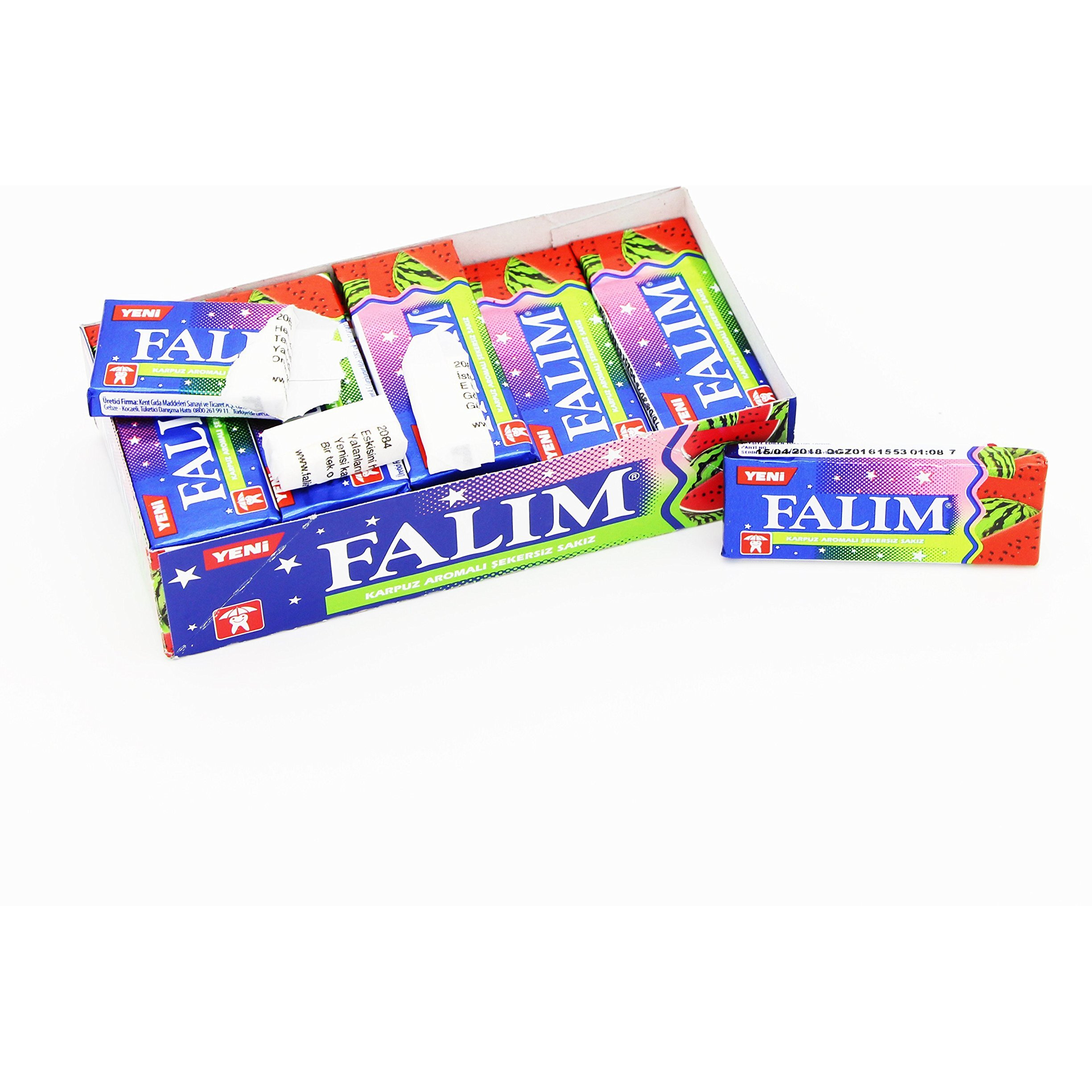 Falim Sugarless Plain Gum Watermelon Flavored, (20 Pack (100 Pieces))
