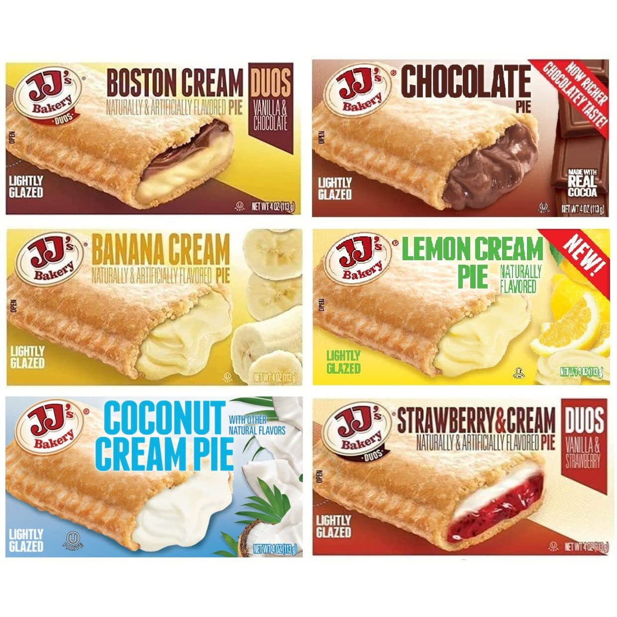 Jj's Bakery Cream Pie Variety Pack | 6 Flavors | 6 Pack