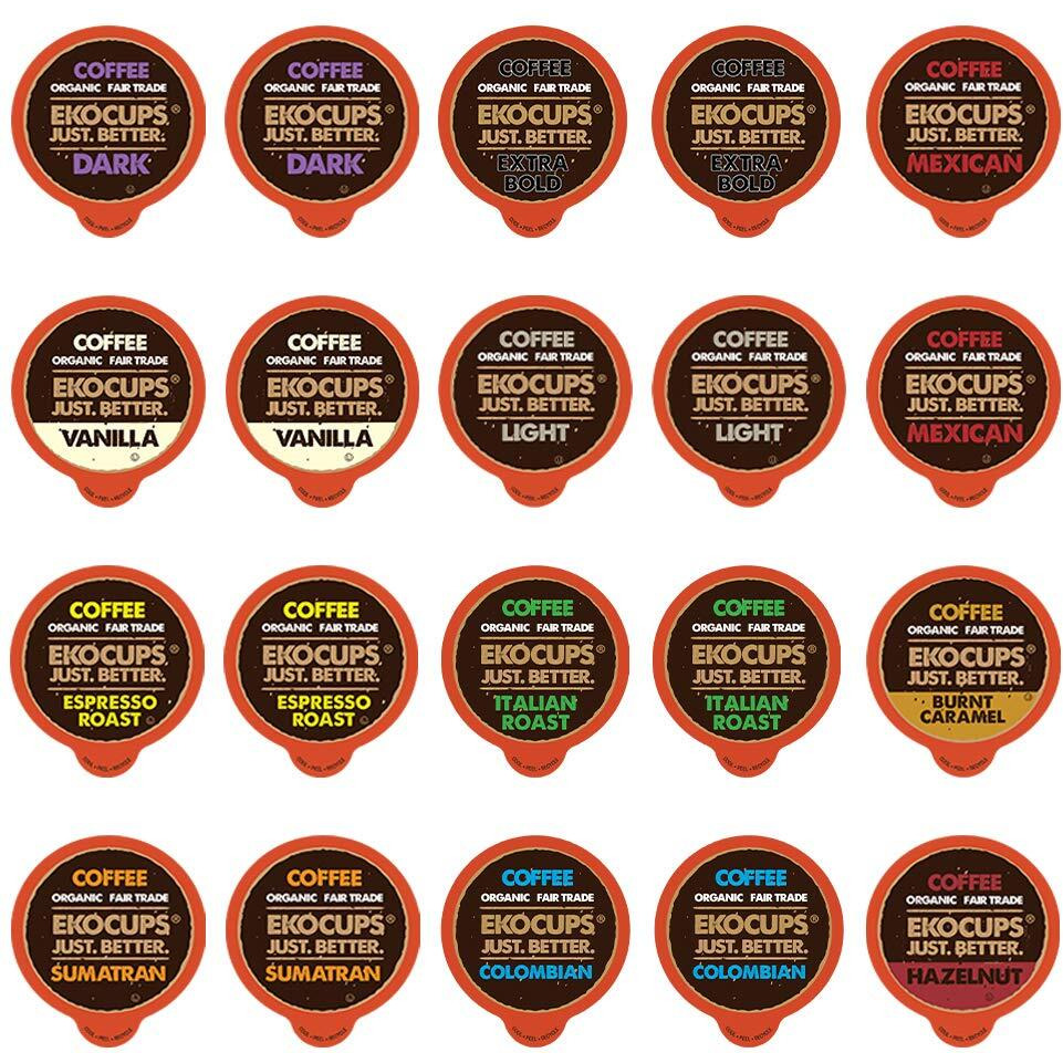 Ekocups Organic And Fair Trade Gourmet Coffee Single Serve Cups For Keurig Brewer, 20 Count