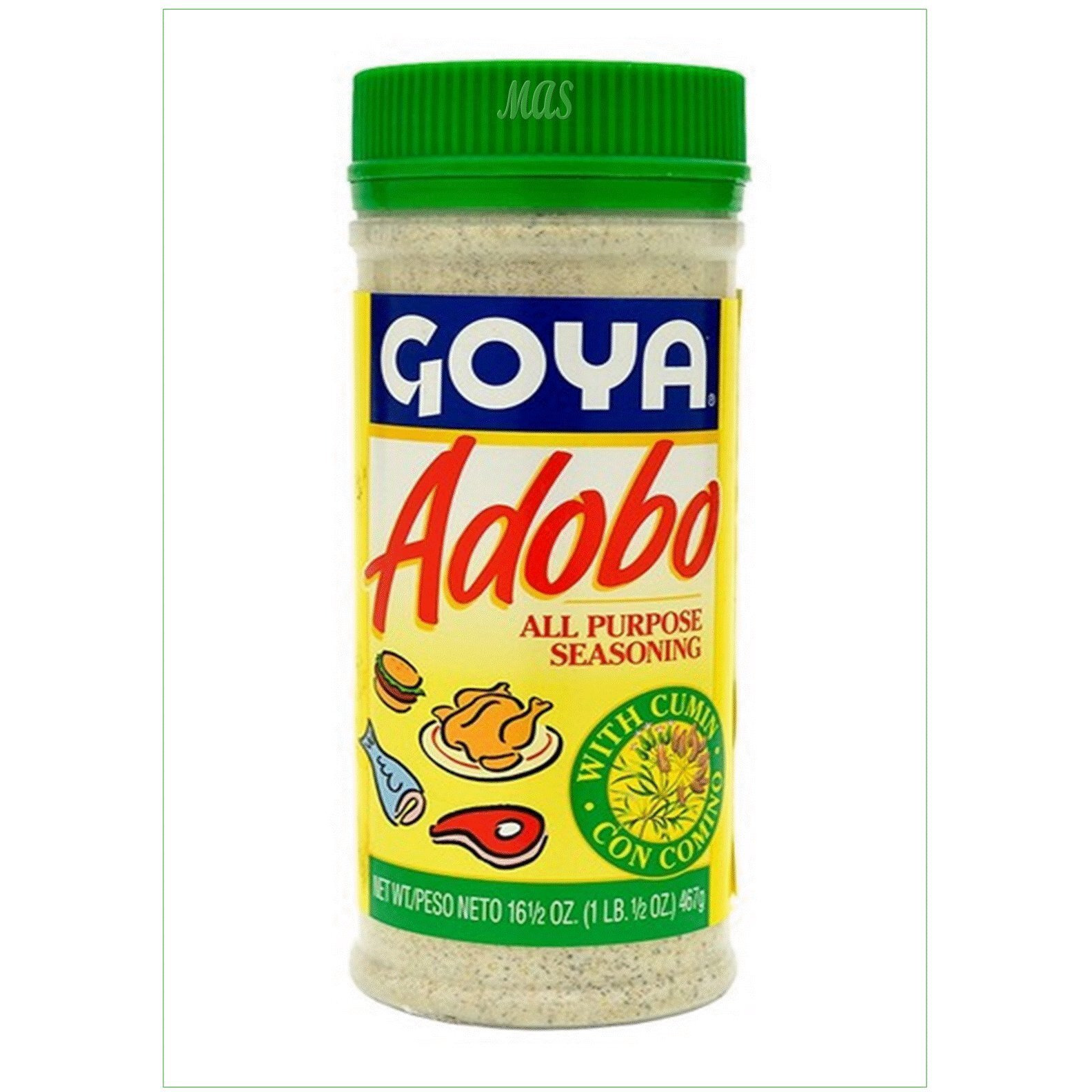Adobo All Purpose Seasoning With Cumin By Goya, Poultry, Seafood, Meat, And Vegetable Seasoning, Fat Free And Calorie Free Latin Spice Blend, Mexican Seasoning, 16.5 Oz Bottle