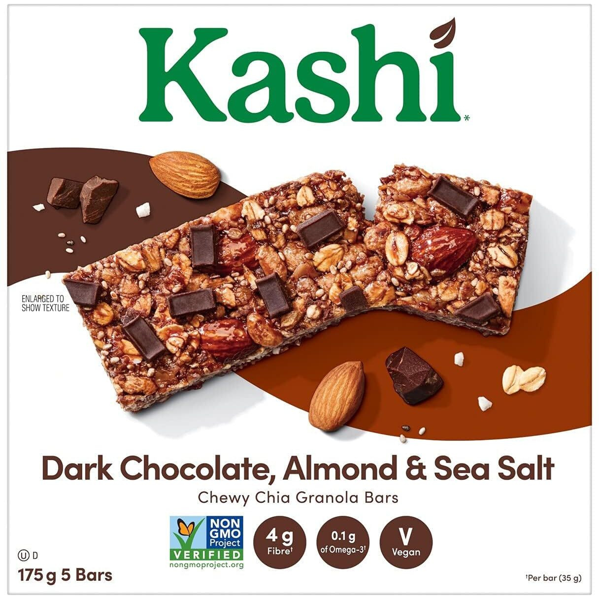 Kashi Chia Granola Chocolate Almond And Sea Salt, 5Ct, 175G/6.17Oz (Canadian)