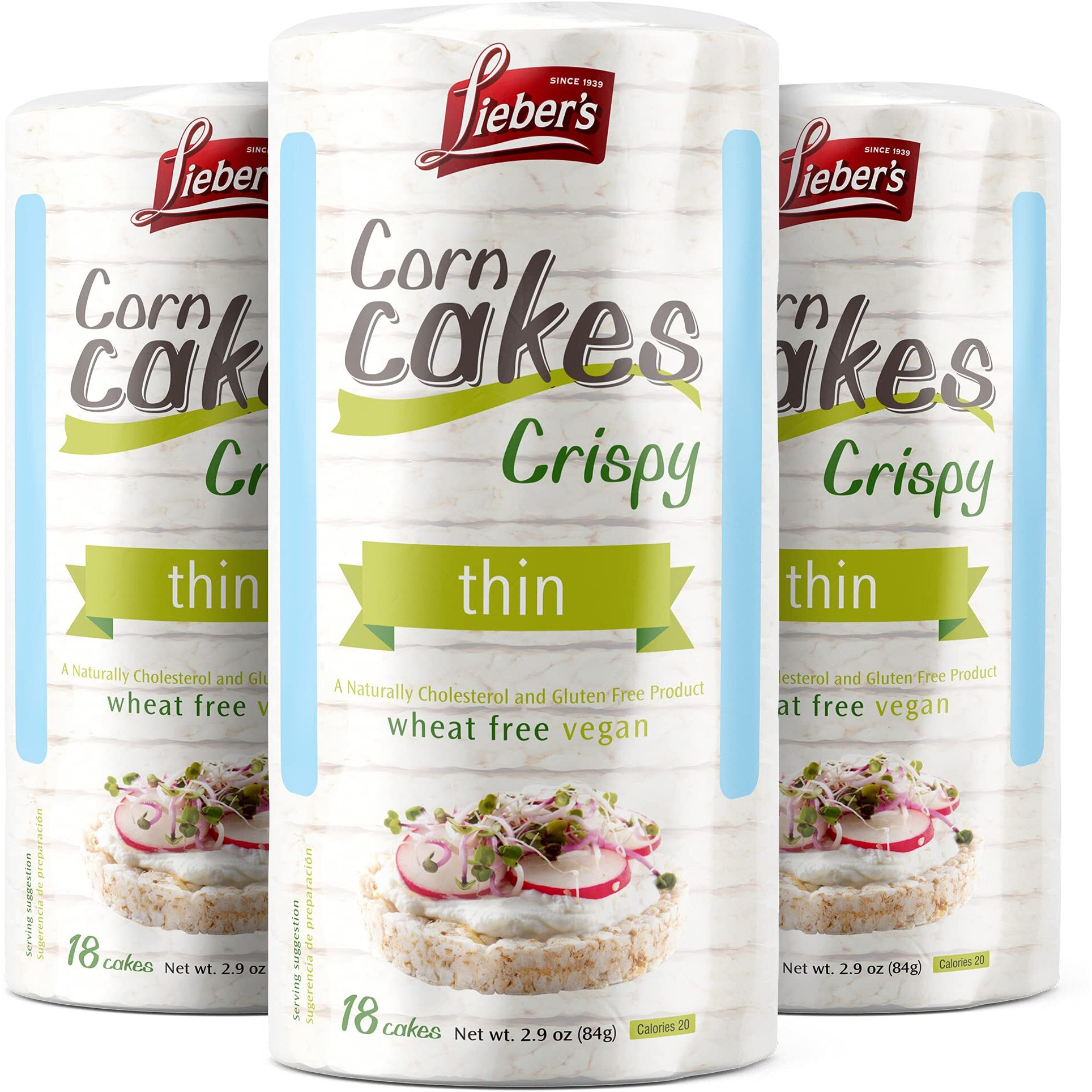 Liebers Rice Cakes, Kosher Certified Snack, Dairy Free, Wheat Free, Gluten Free, And Vegan Options (Pack Of 3)